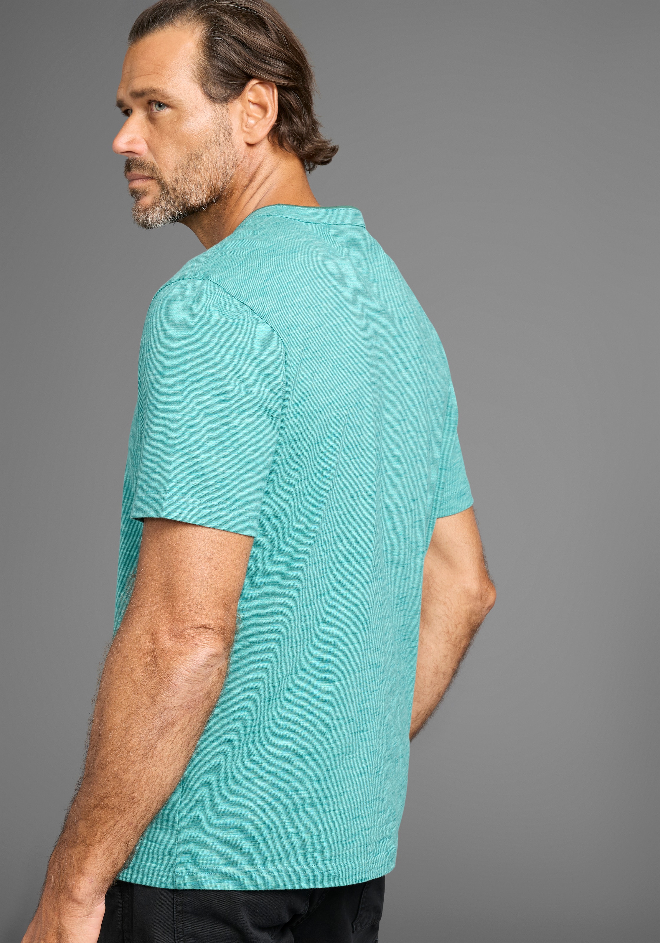 Man's World Henleyshirt, mit Stehkragen-Optik und funktionaler Knopfleiste