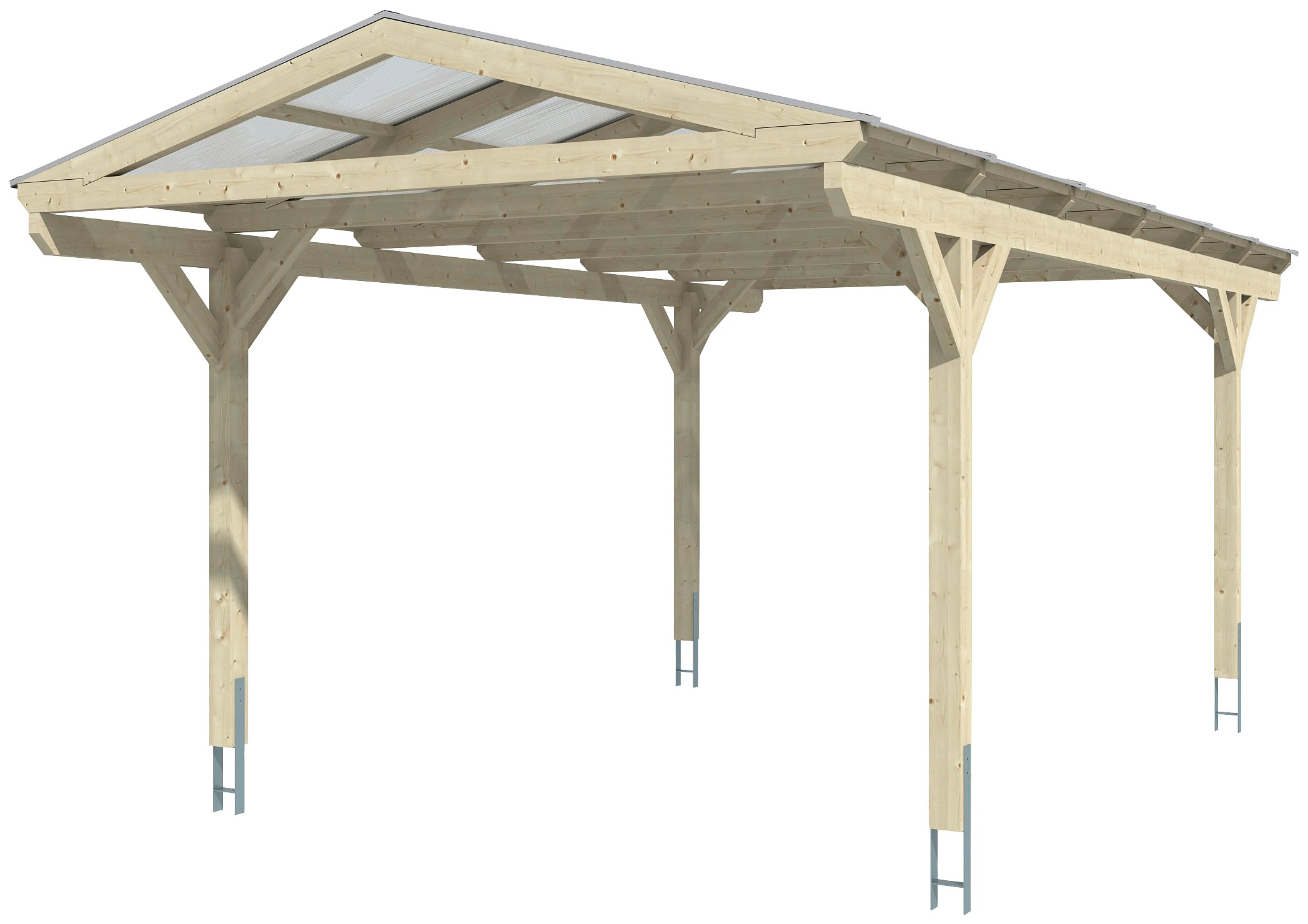Skan Holz Carport Westerwald 362 cm x 648 cm gerade Kopfbänder Schiefergrau günstig online kaufen