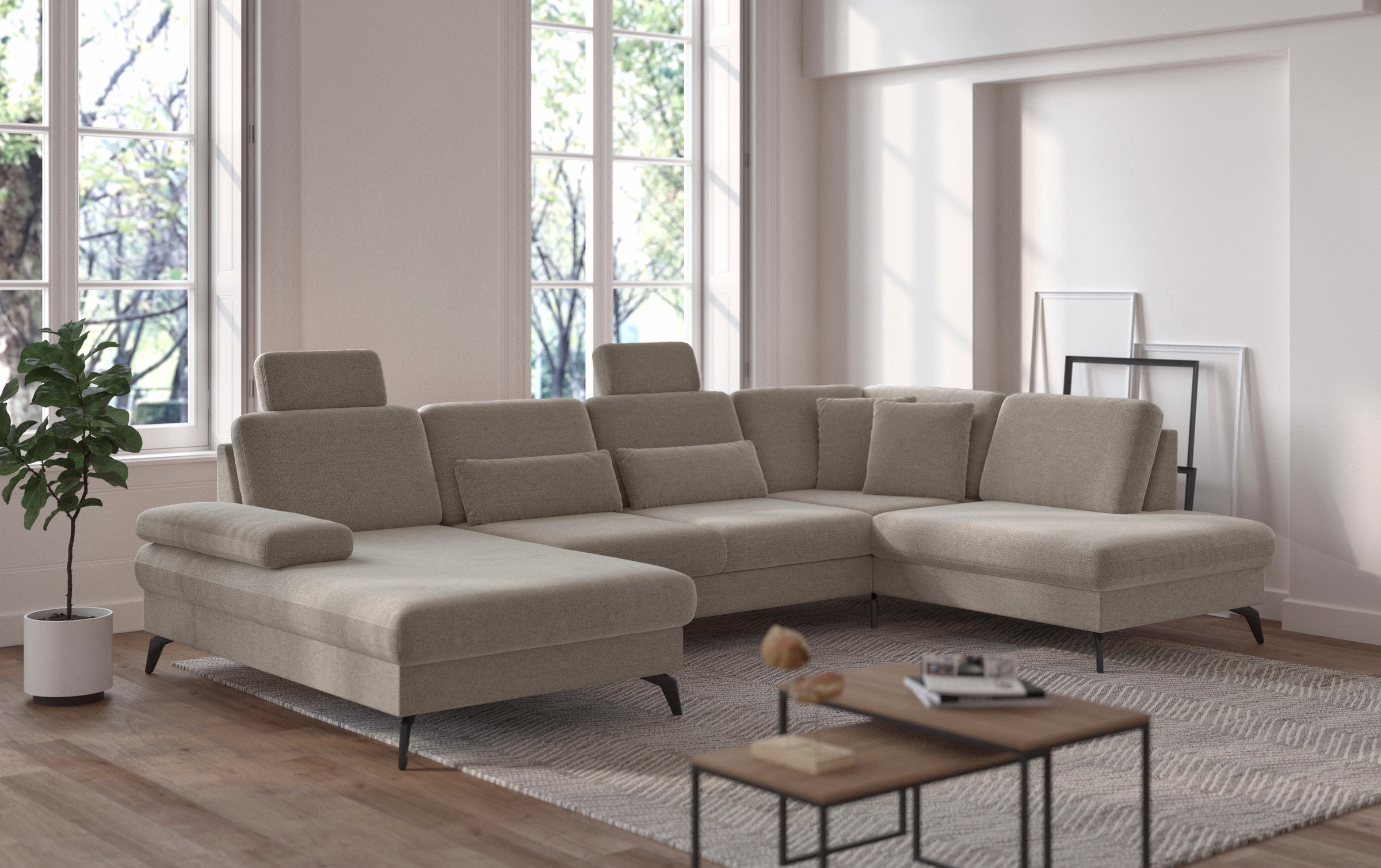 sit&more Wohnlandschaft »Morris U-Form, inkl. Sitztiefenverstellung«, wahlweise mit Armteilverstellung, Bettfunktion & Bettkasten