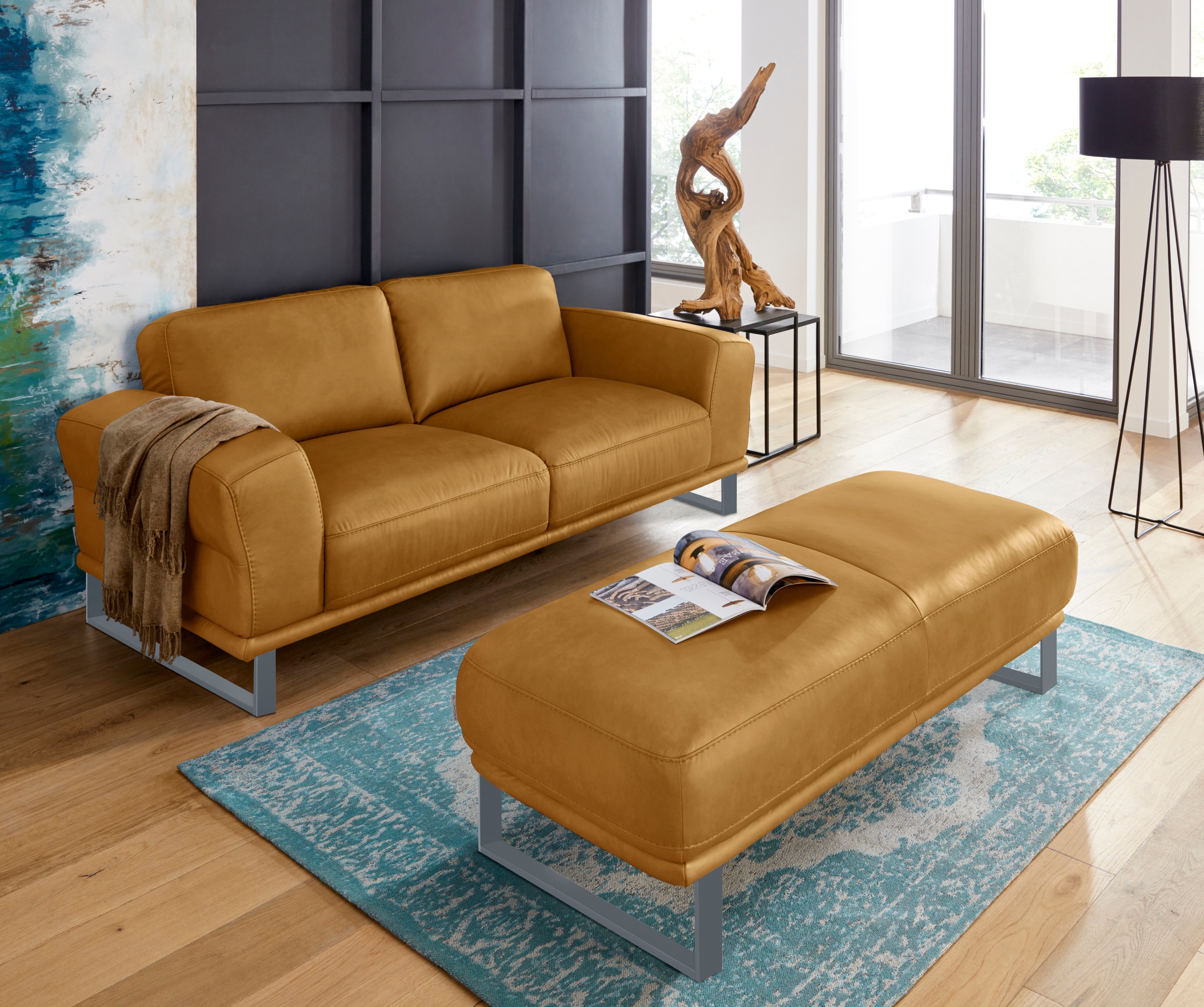 W.SCHILLIG Hocker »montanaa«, mit Metallkufen in Silber matt, Breite 141 cm