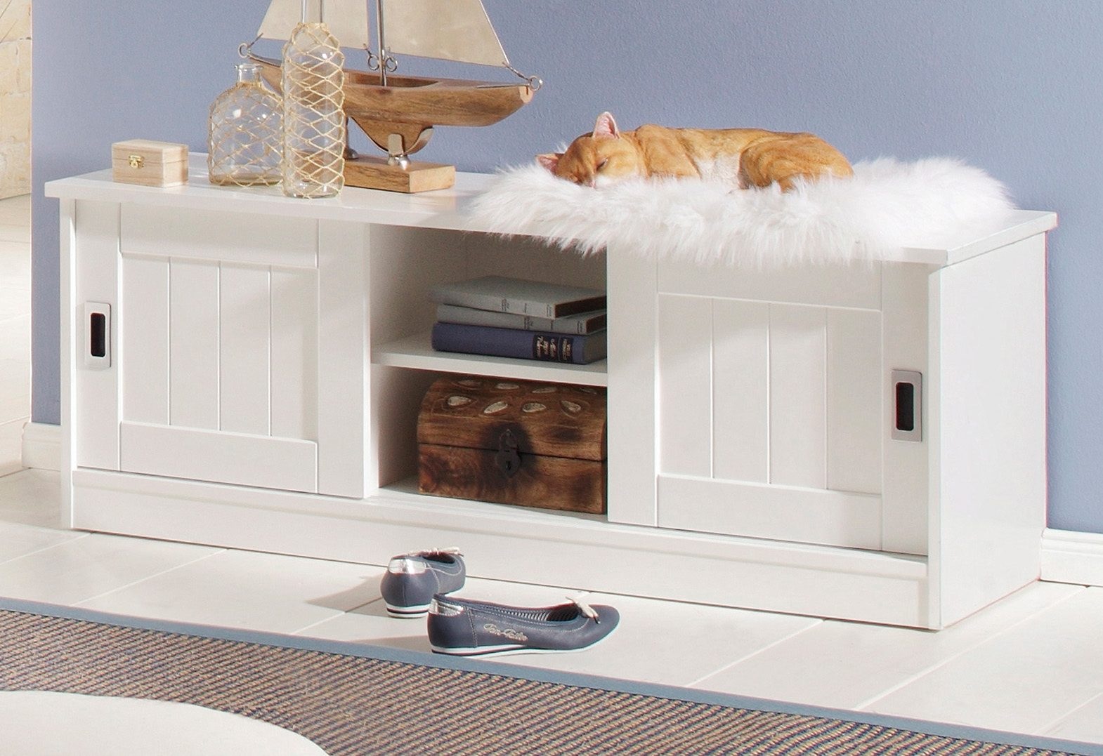 Sitzbank „Nekso“, weiß B/H/T: 122 cm x 45 cm x 38,5 cm