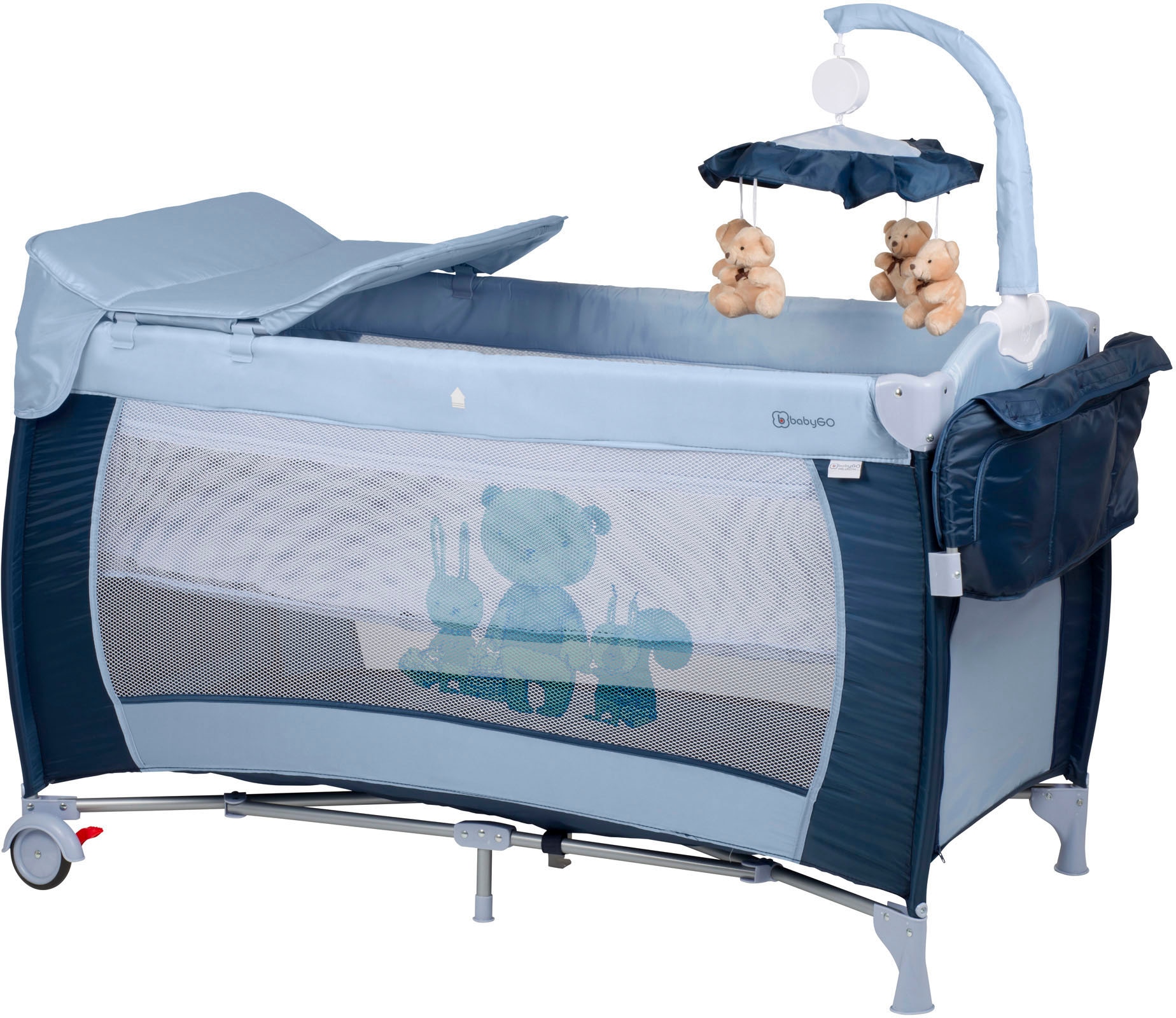 BabyGo Baby-Reisebett »Sleeper Deluxe, blau«, mit Musik-Mobile