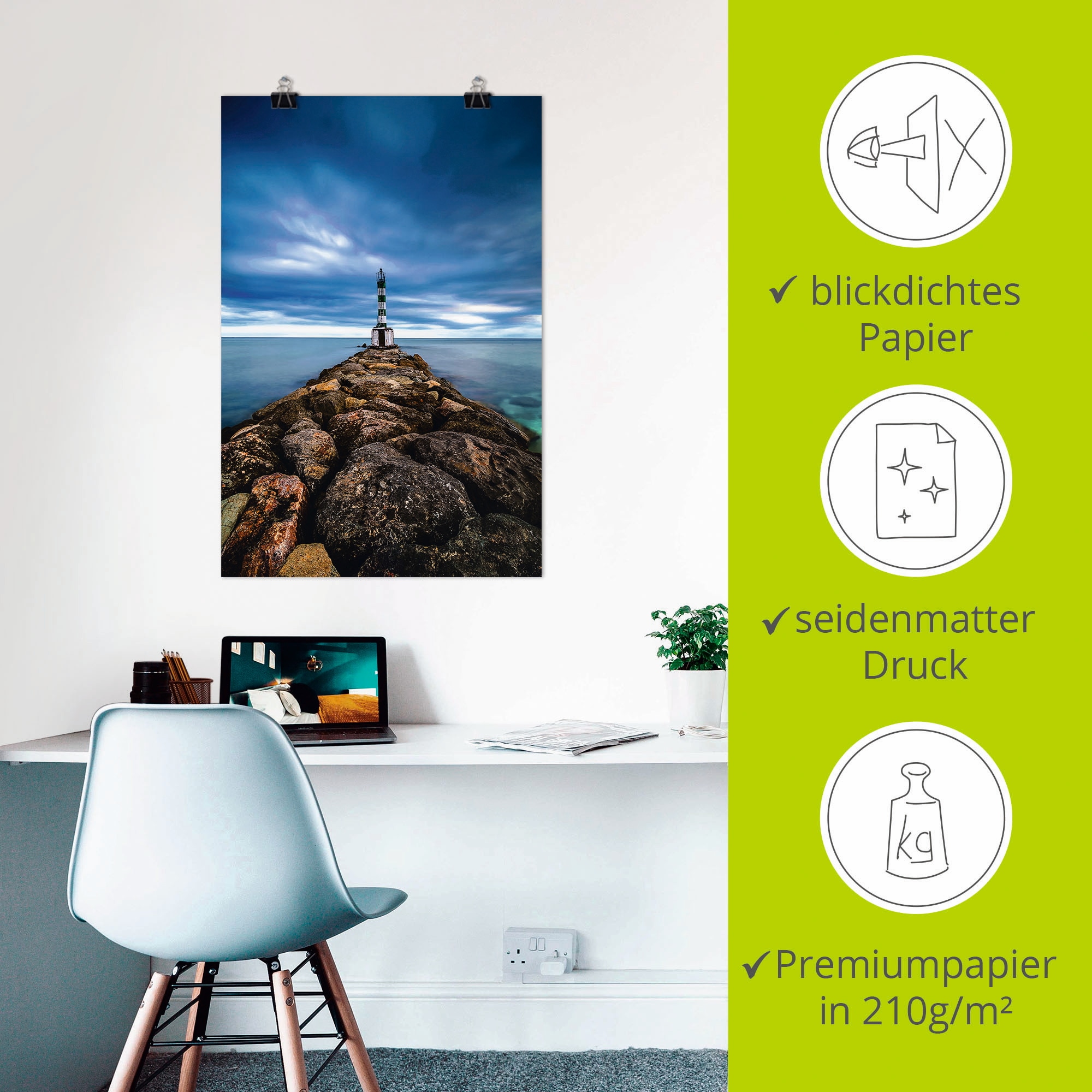 Artland Poster »Leuchtturm am Atlantik«, Küste, (1 St.), als Alubild, Leinwandbild, Wandaufkleber oder Poster in versch. Größen