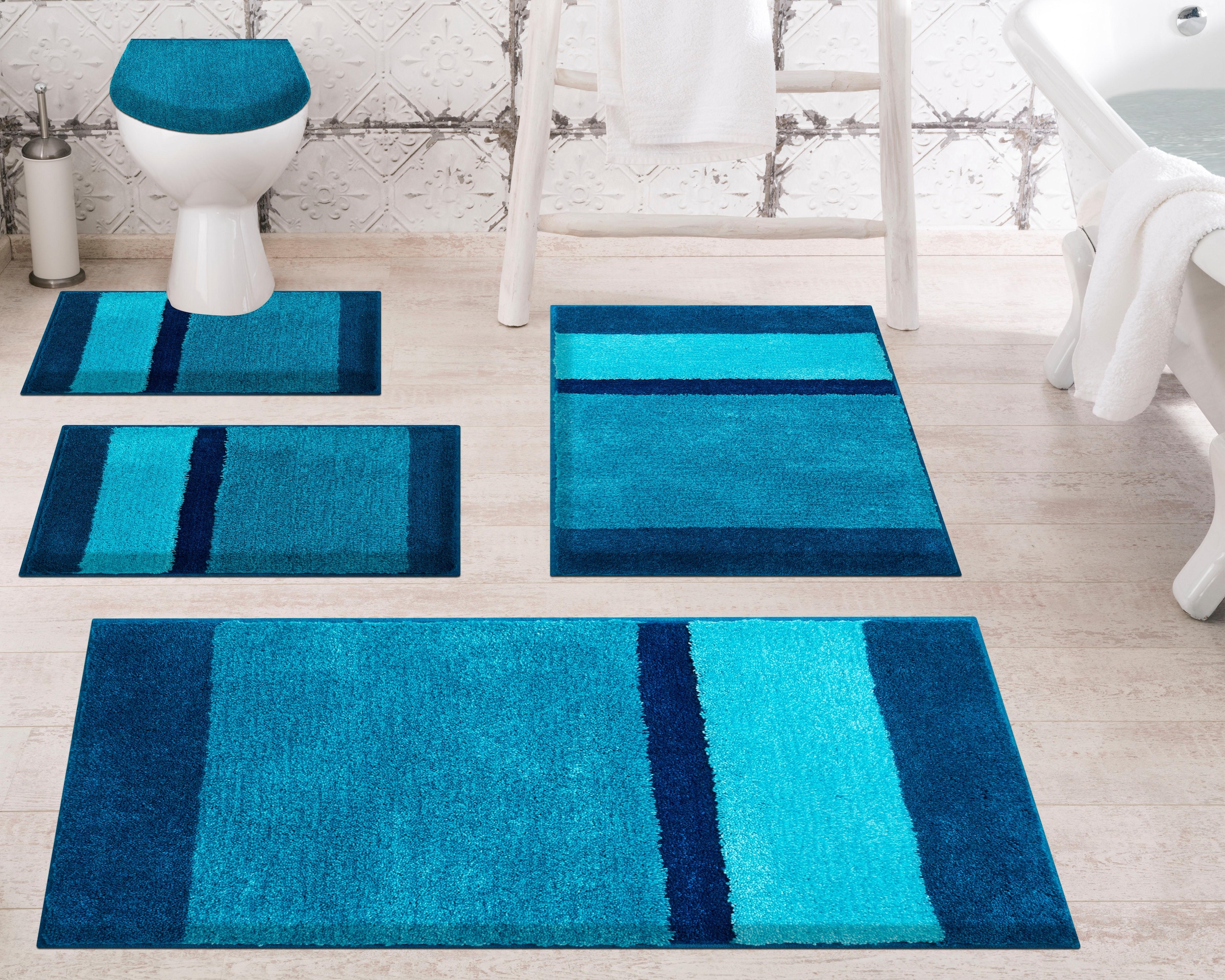 Grund Badematte »Room«, rutschhemmend beschichtet, fußbodenheizungsgeeignet, besonders dichter Flor, Badematte mit Streifen