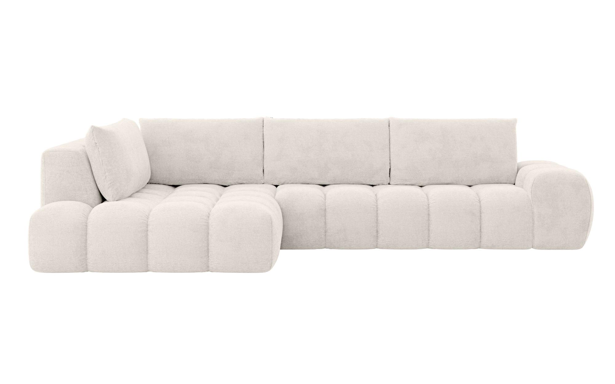 OTTO home Ecksofa »AZITA L-Form, XL 296 cm - Designsofa in Bubble-Optik« lose Rückenkissen, traumhafte Steppung