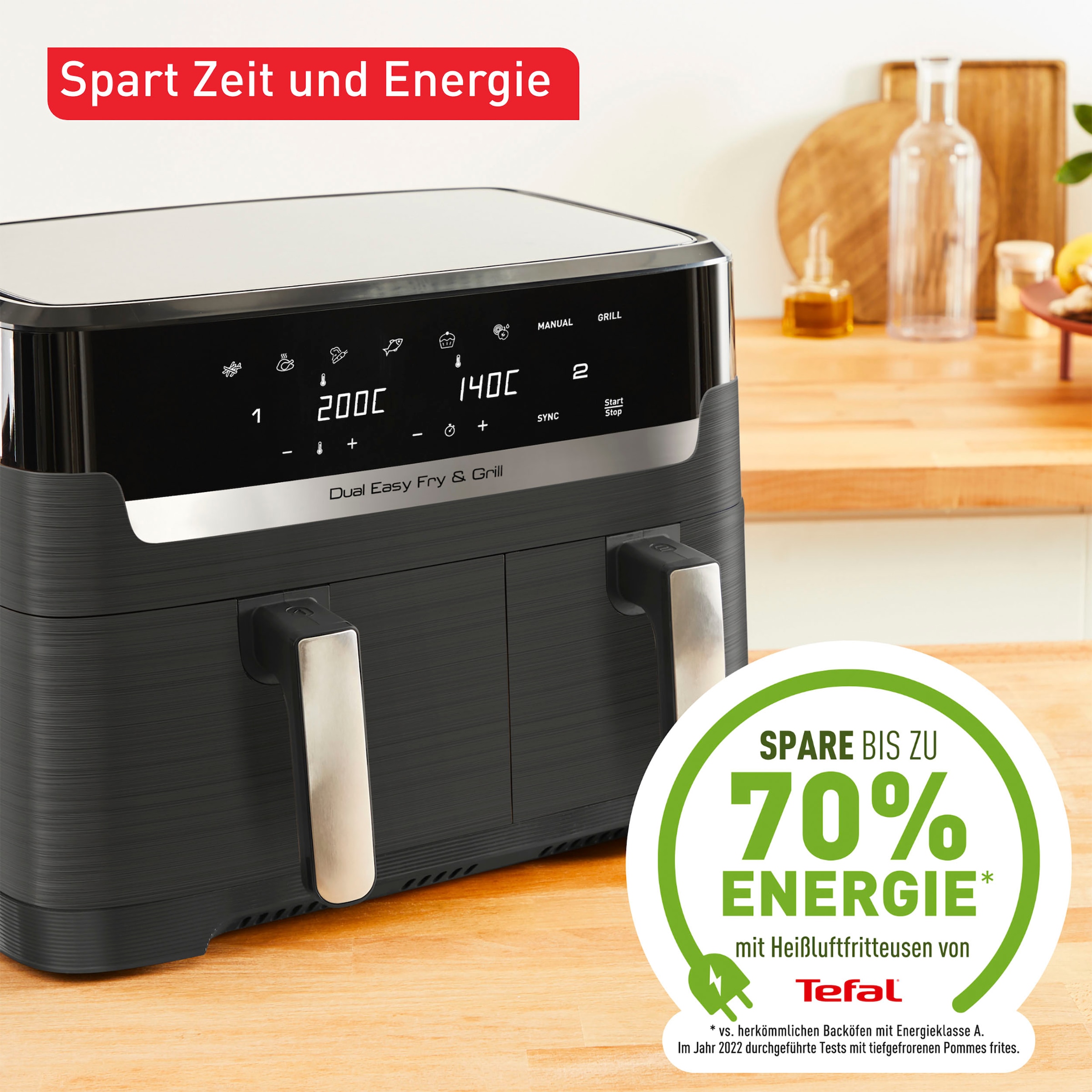 Tefal Heißluftfritteuse »EY905B Dual Easy Fry & Grill«, 2700 W, Doppelkammer, 8,3 L Kapazität, mit Hamburger Presse