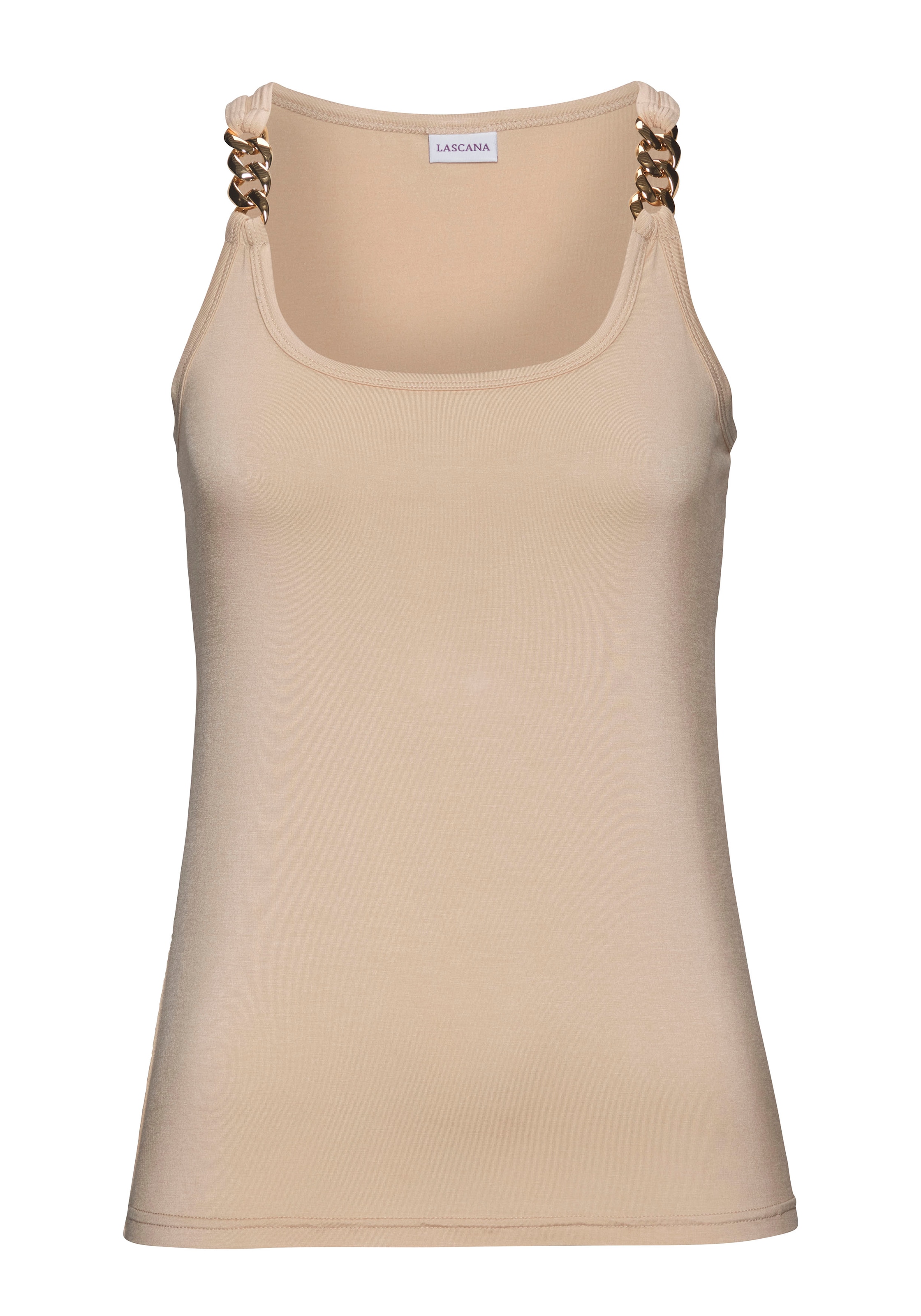 LASCANA Tanktop mit Kettendetails an den Trägern, figurbetontes Jerseytop