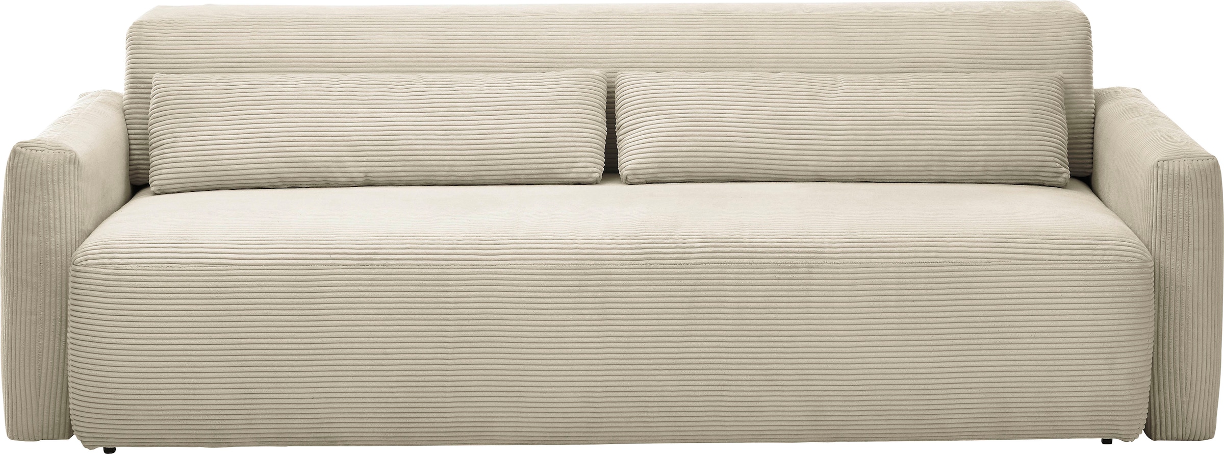 INOSIGN Schlafsofa »Donka Dauerschläfer-geeignet, belastbar bis 270 kg, incl. Bettlkasten«, mit Armlehnen, Breite 232 cm, auch in Cord, Tonnentaschen-Federkern