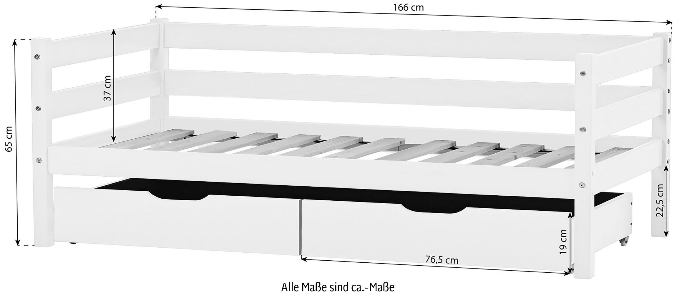 5. Bild von Hoppekids Einzelbett »ECO Comfort Kinderbett, Kiefer Massivholz, Jugendbett inkl. Rollrost«, 70x160 cm, wahlweise in verschieden Farben/ Matratze/ Absturzsicherung