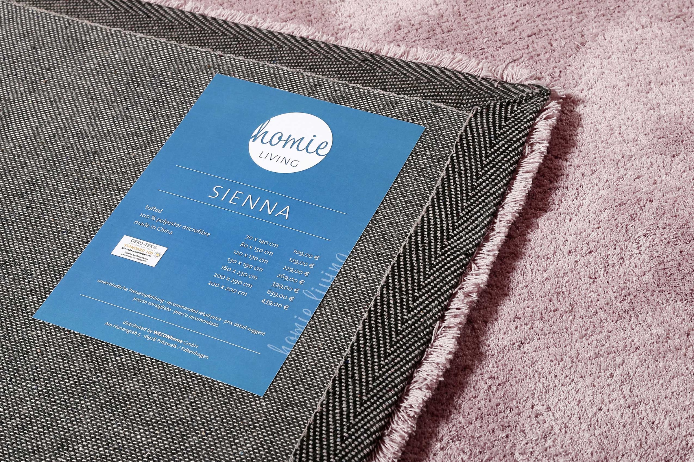 Homie Living Teppich »Sienna«, rechteckig, 20 mm Höhe, Hochflor, Microfaser, uni, weich & kuschelig, Wohnzimmer, Schlafzimmer