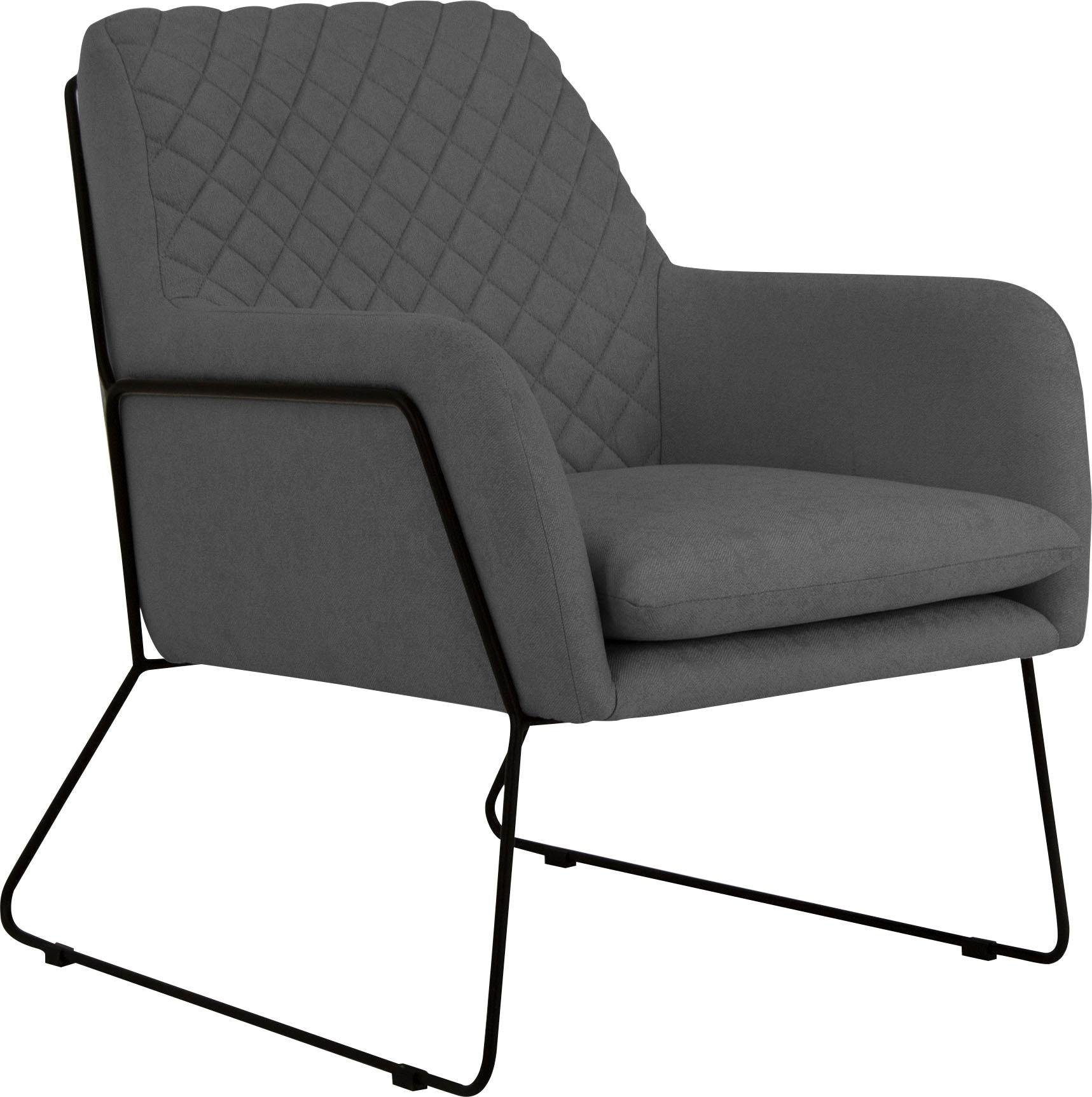Leonique Sessel »Olo Cocktailsessel«, mit Karo-Prägung im Rückenteil und Bügeluntergestell aus Metall