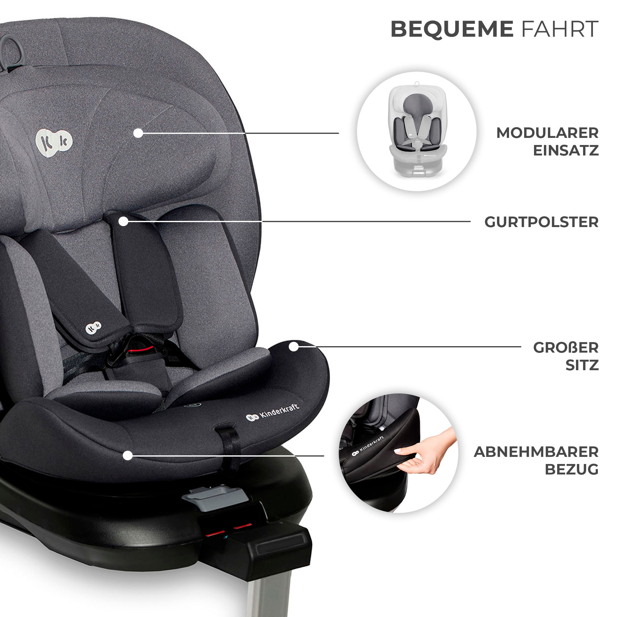 Kinderkraft Autokindersitz »I-360 i-Size« Klasse 0 / 1 / II / III (bis 36 kg) 360° – drehbarer Kindersitz