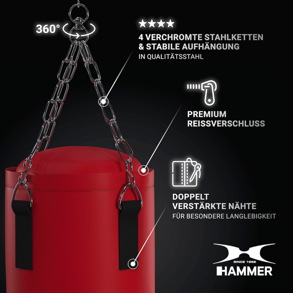 Hammer Boxsack »Fit«, (Set, mit Trainings-DVD-mit Boxhandschuhen)