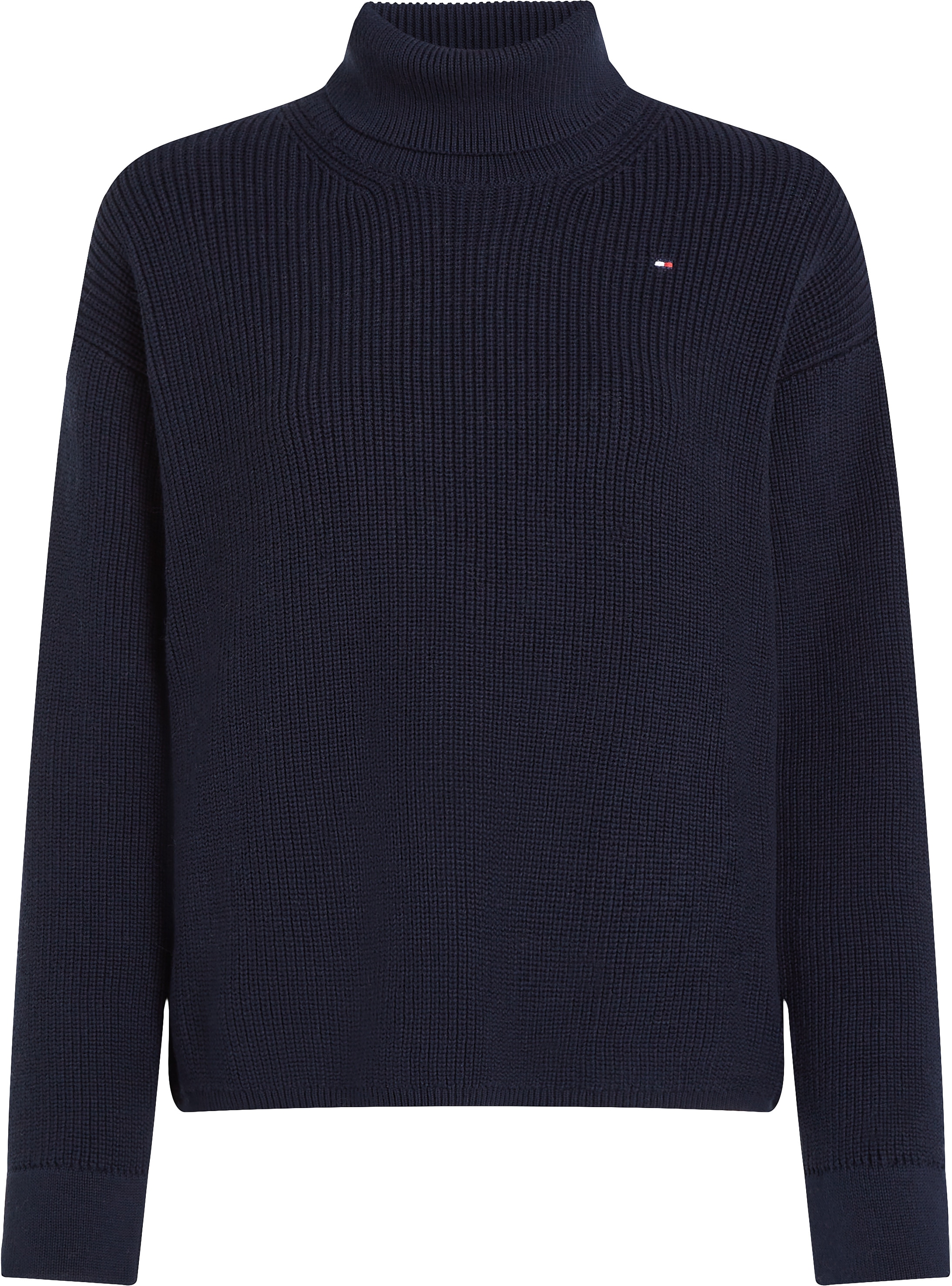Tommy Hilfiger Strickpullover »CO CARDI STITCH ROLL-NK SWEATER«, mit Rollkragen