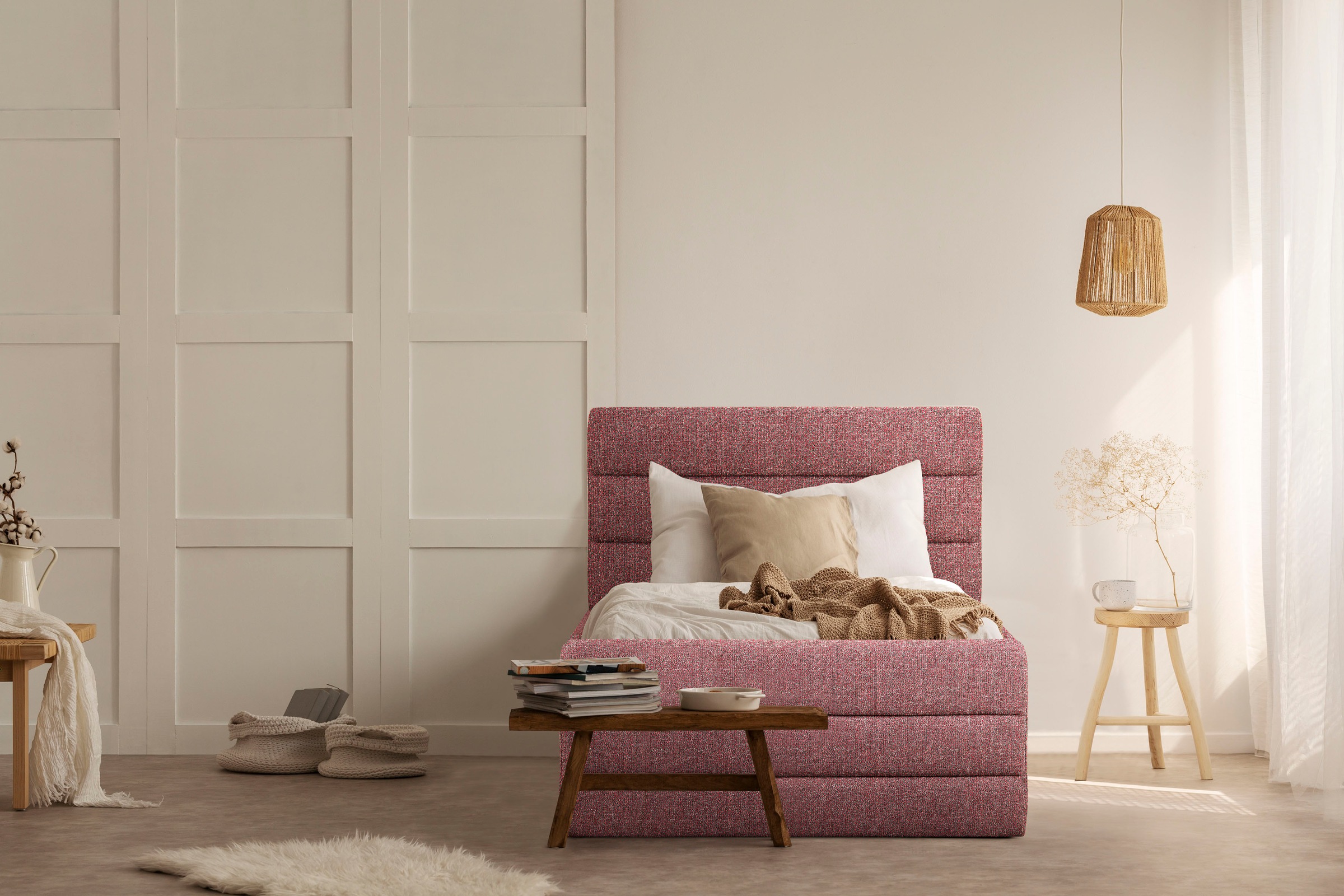 OTTO products Polsterbett "Merrit" Quernaht im Kopf- und Fußteil, in 5 Brei günstig online kaufen