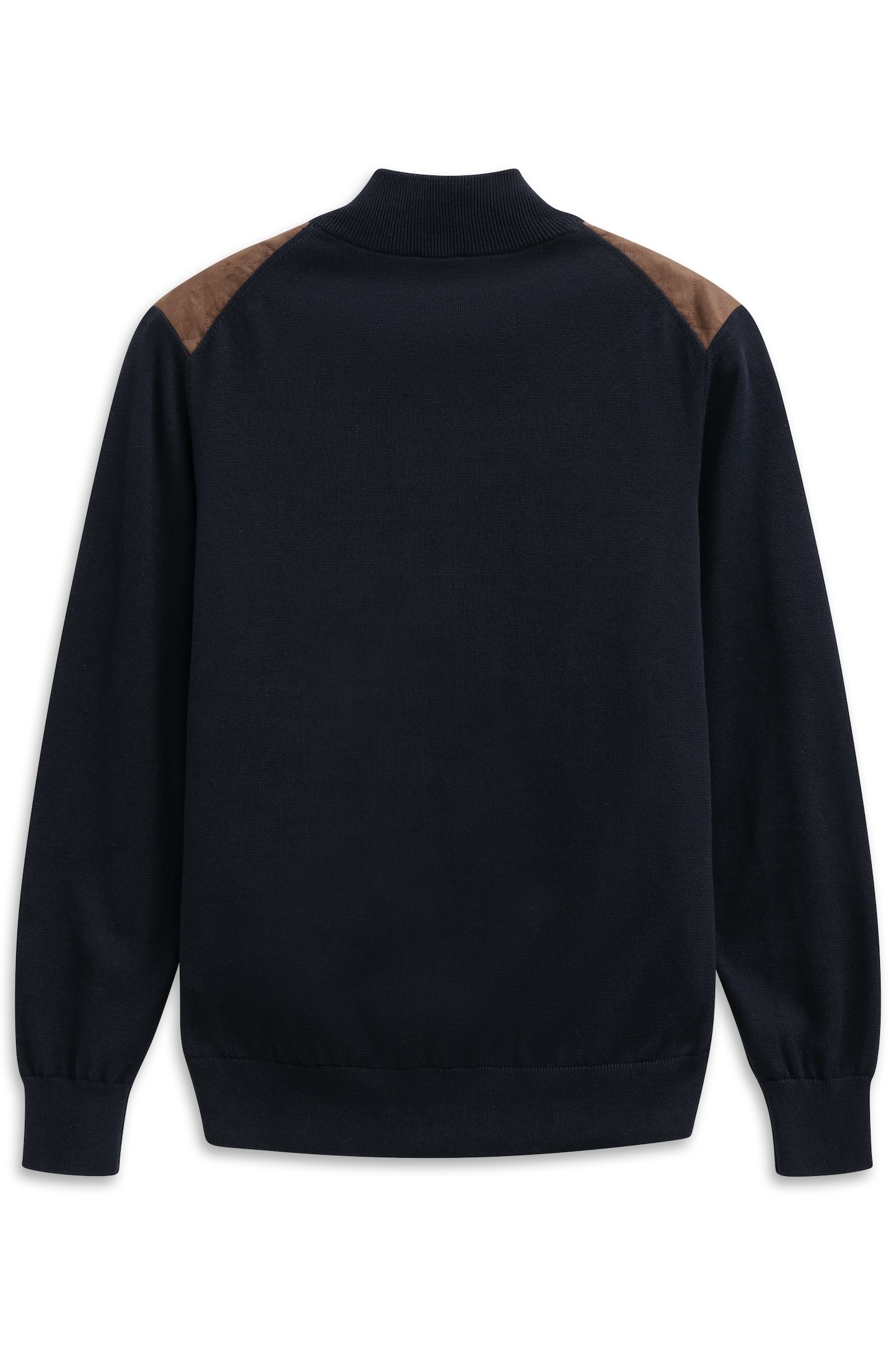 bugatti Strickjacke »Regular Fit«, mit Velour-Front & Stehkragen