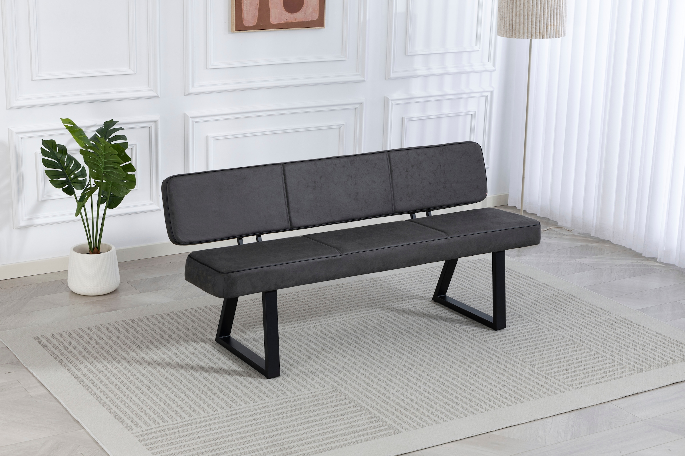 Duo Collection Sitzbank »Tara Bank mit Rückenlehne« Hochwertiger Mikrofaserbezug, mit Federkern, bis 260 kg belastbar