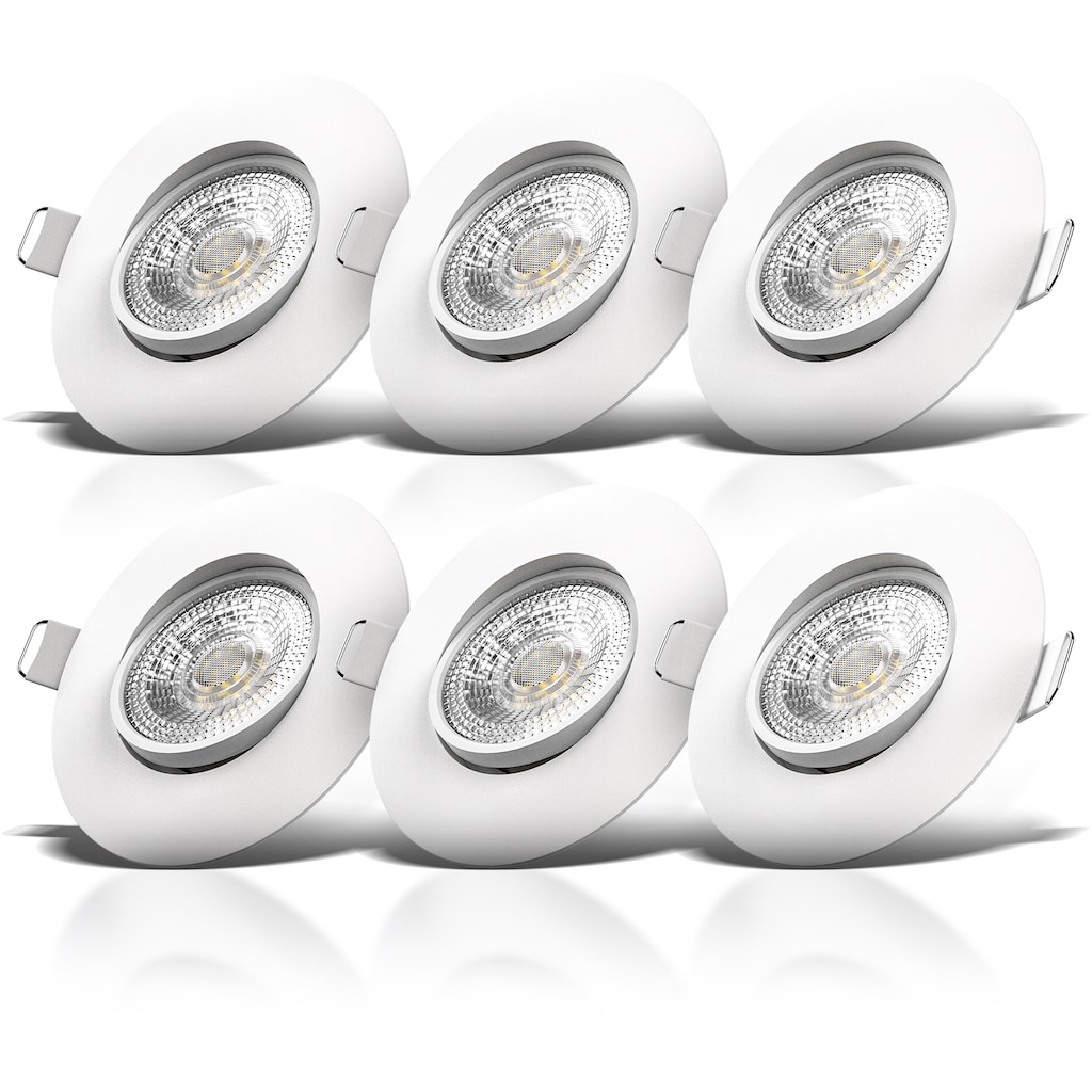 B.K.Licht LED Einbauleuchte, Einbauspots, schwenkbar, IP23, ultra-flach, Deckenspots, warmweiß, 6er Set