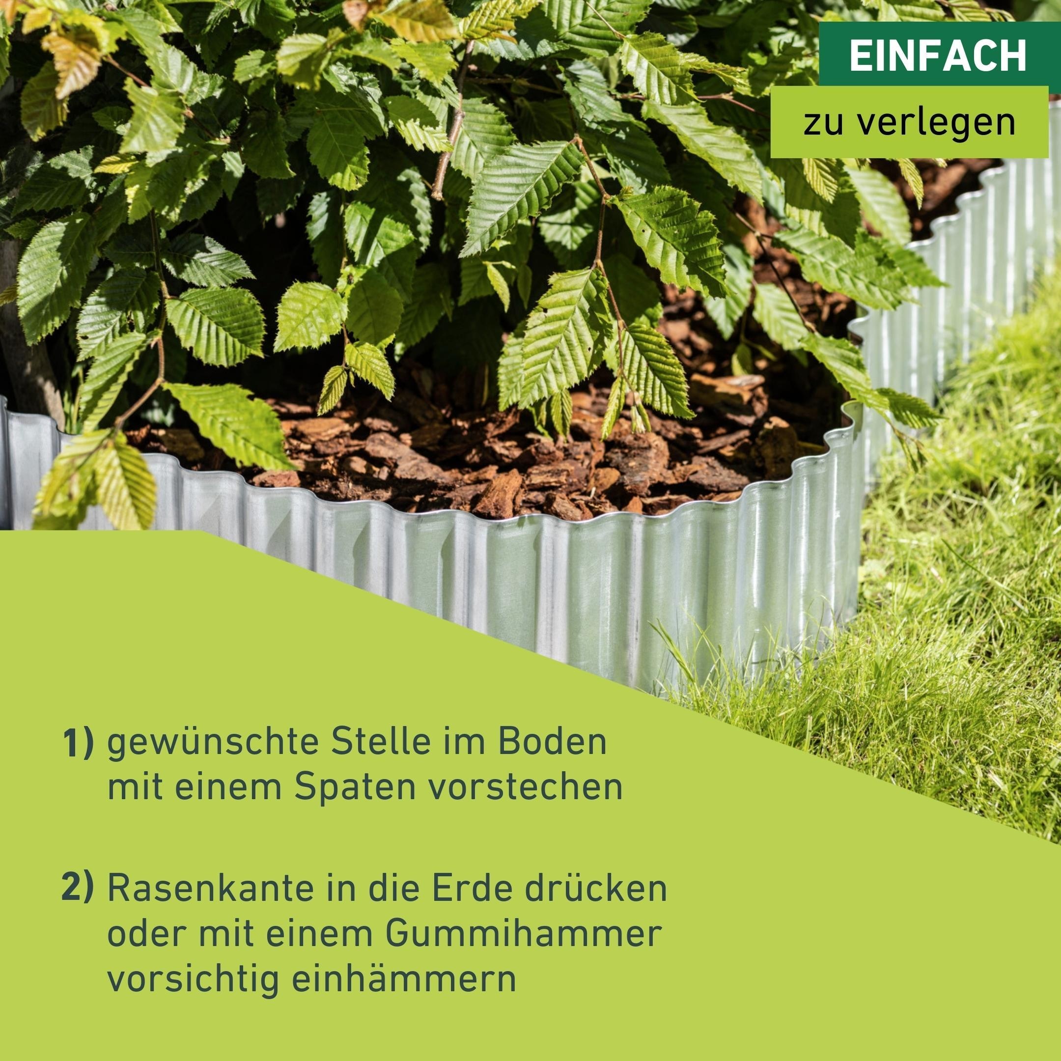 Windhager Rasenkante »Classic gewellt, Beetumrandung individuell formbar« langlebige Beeteinfassung, 16 cm x 5 m, verzinkt