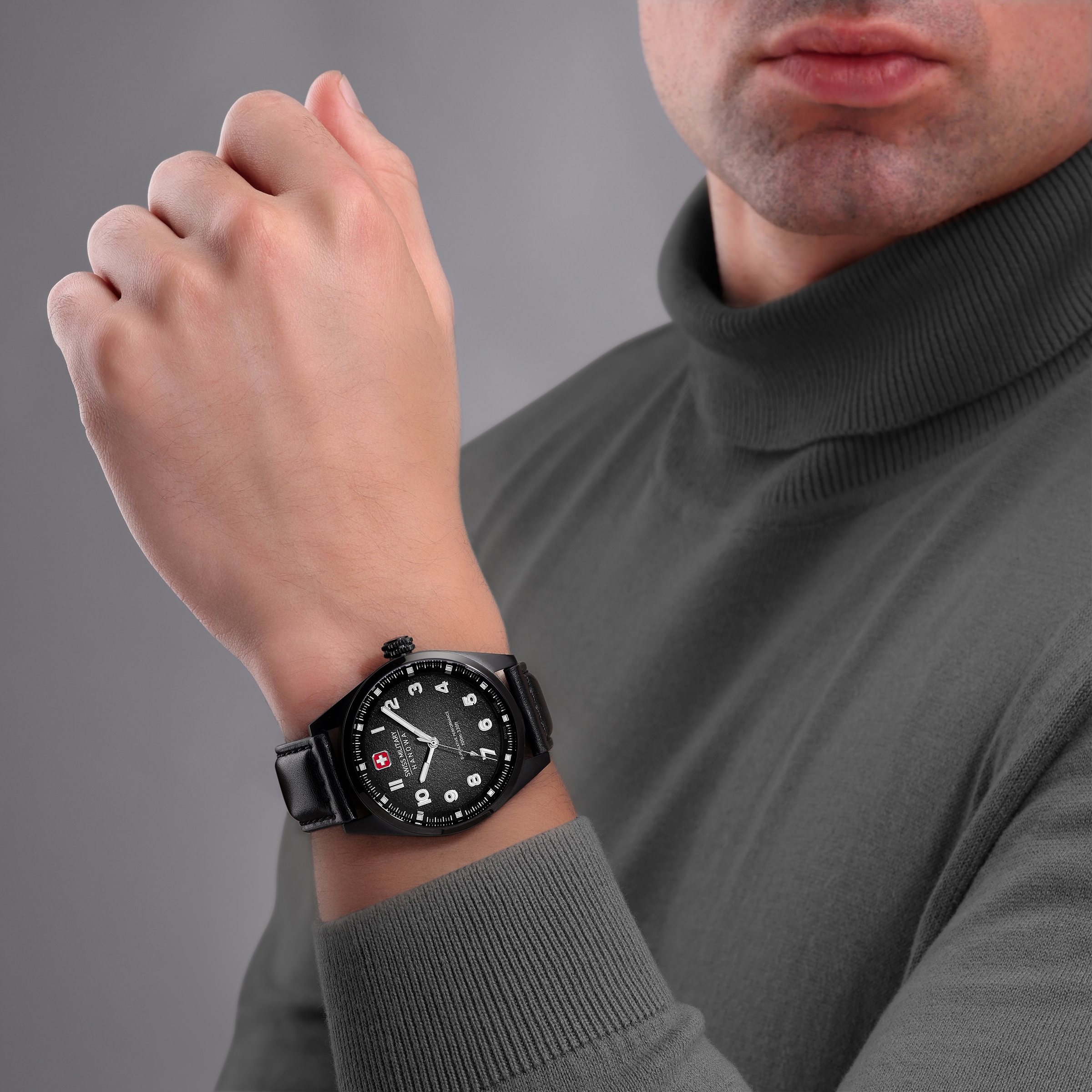 Swiss Military Hanowa Quarzuhr »Greyhound« Armbanduhr, Herrenuhr, Swiss Made, Lederarmband, analog