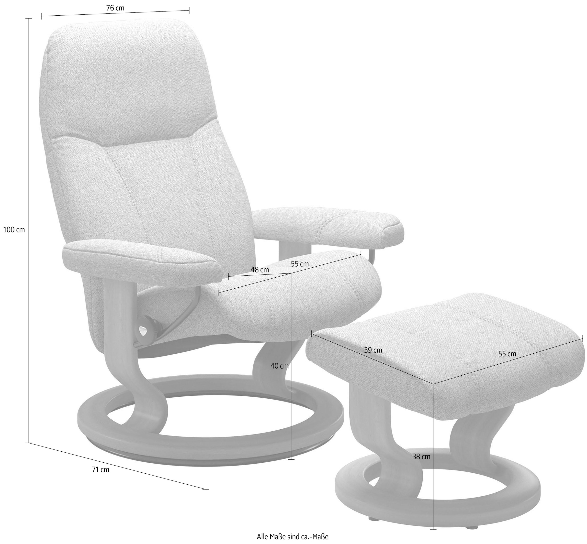 Stressless® Relaxsessel M, mit Hocker, kaufen auf mit Eiche mit Gestell Größe Relaxsessel Base, Classic Raten (Set, Hocker), »Consul«