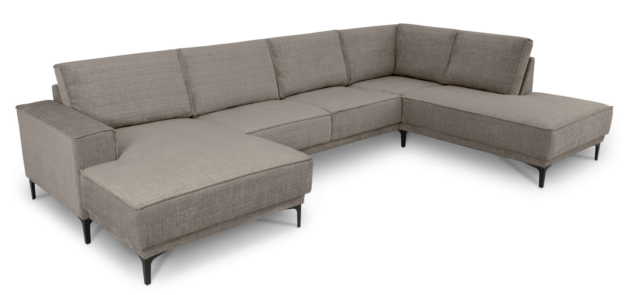 Places of Style Wohnlandschaft »XXL Sofa Oland, Struktur, Flachgewebe, Luxus-Microfaser, Boucle«, U-Form, 345 cm, Wellenunterfederung, Skandi-Design, Metallfüße