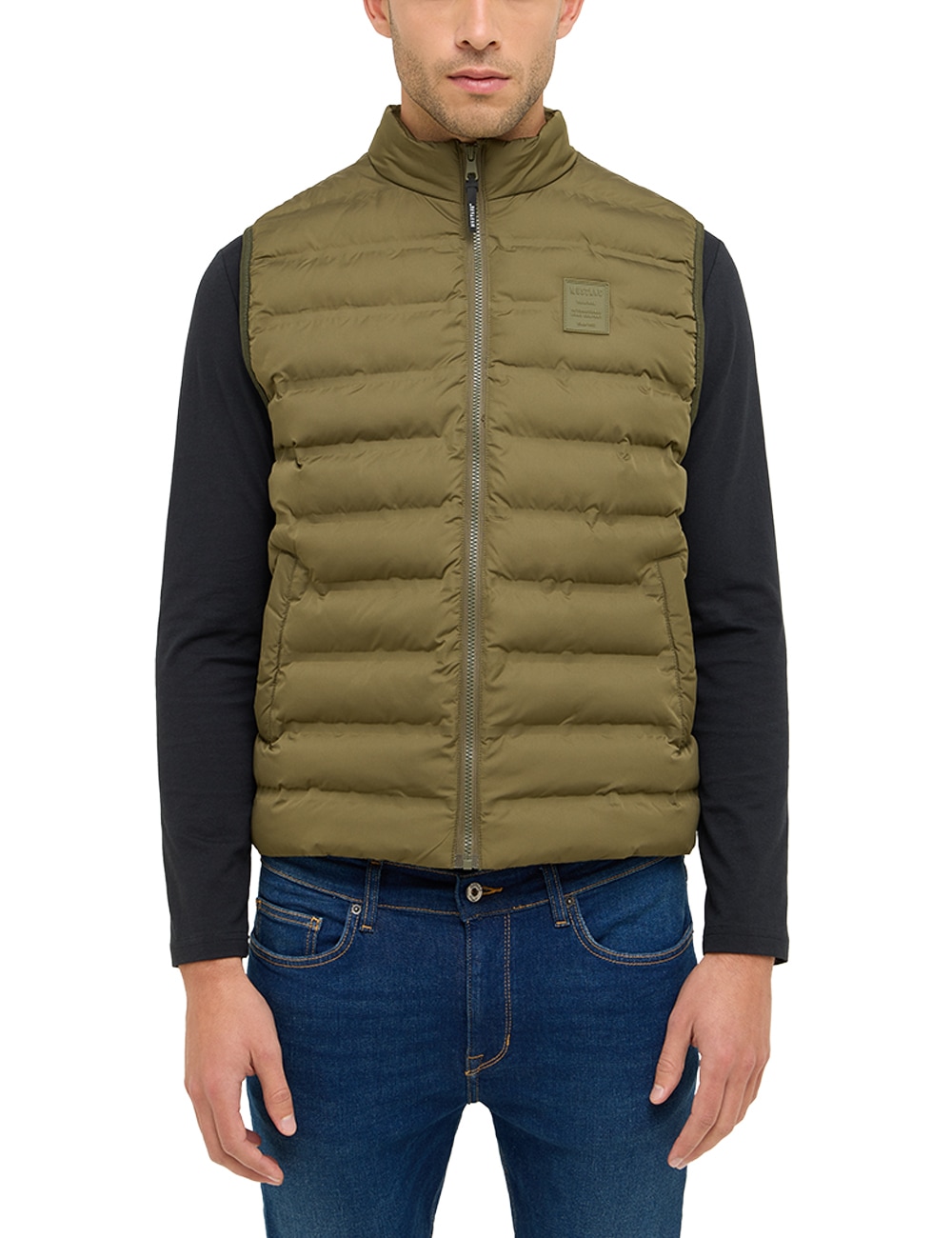 MUSTANG Kurzweste »Herren Style Dublin« olivgrün M M Label-Applikation