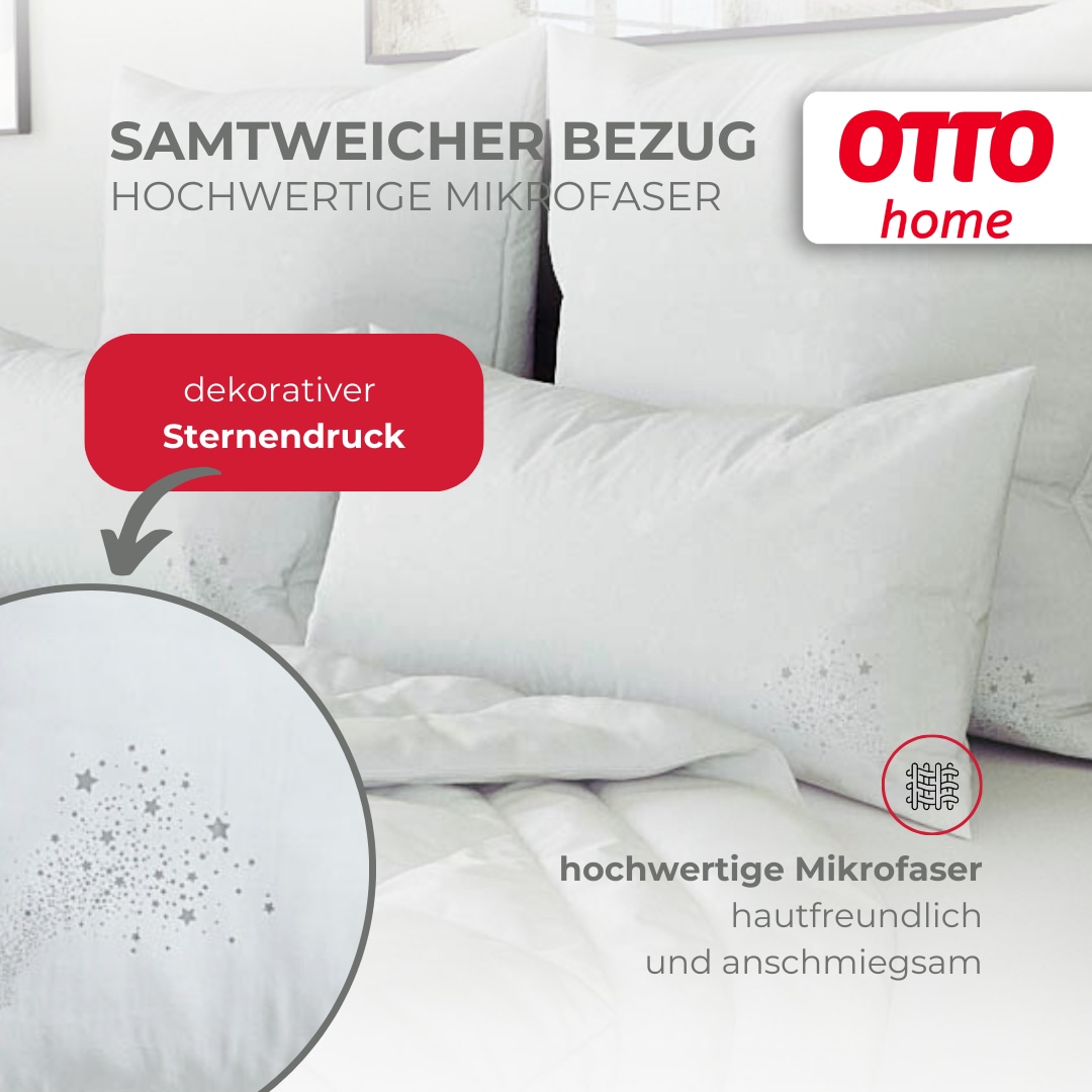 OTTO home Microfaserkissen »Baca, Kopfkissen 40x80 cm und 80x80 cm« Füllung: 6D-Hohlfaser Bezug: Polyester Spar-Set, 2-tlg., 2 Stk. tlg. Kissen, mit edlem Sternenaufdruck