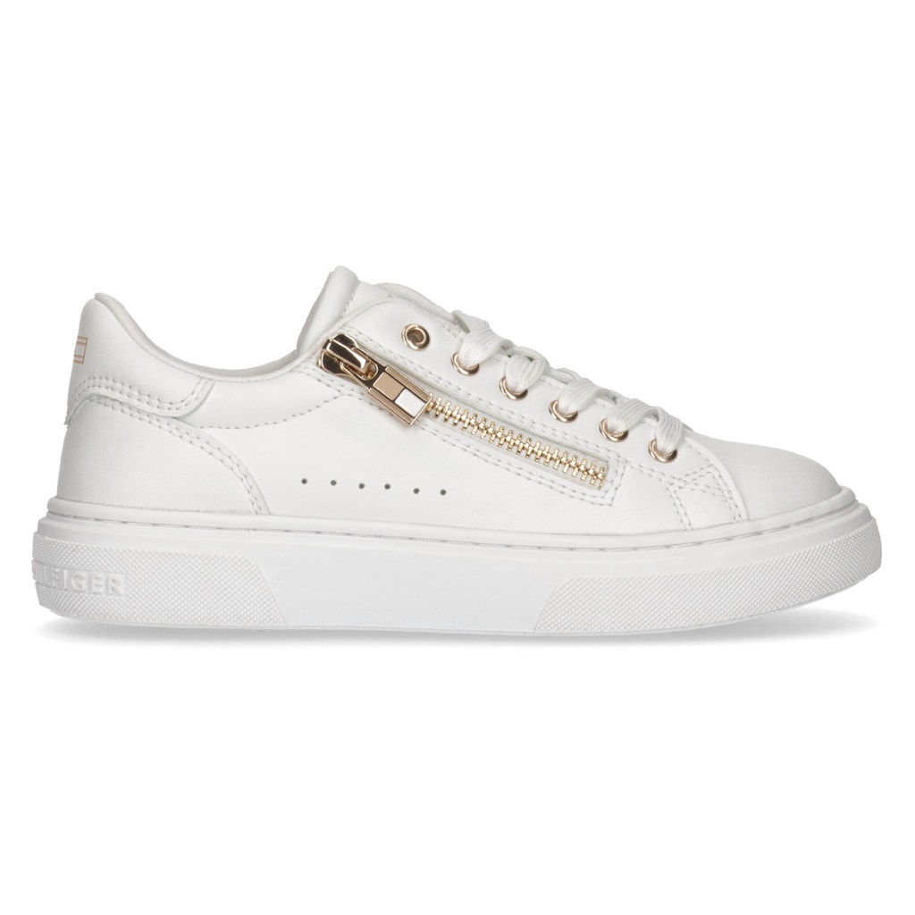 Tommy Hilfiger Sneaker »LOW CUT LACE-UP SNEAKER WHITE«, mit praktischem Außenreißverschluss