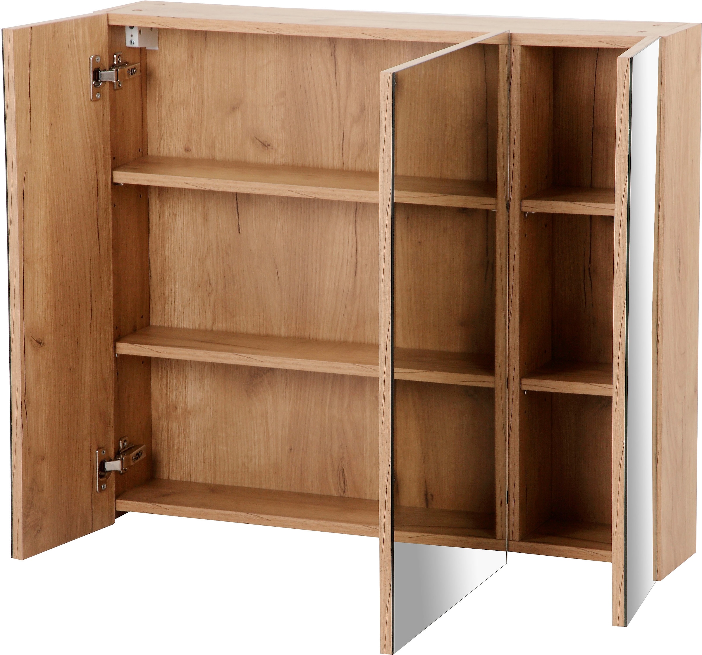 welltime Badmöbel-Set »Lund Badmöbel Set Badschrank Badezimmerset«, (Komplett-Set, 3 St.), Waschtisch, Spiegelschrank und Becken Breite 80cm