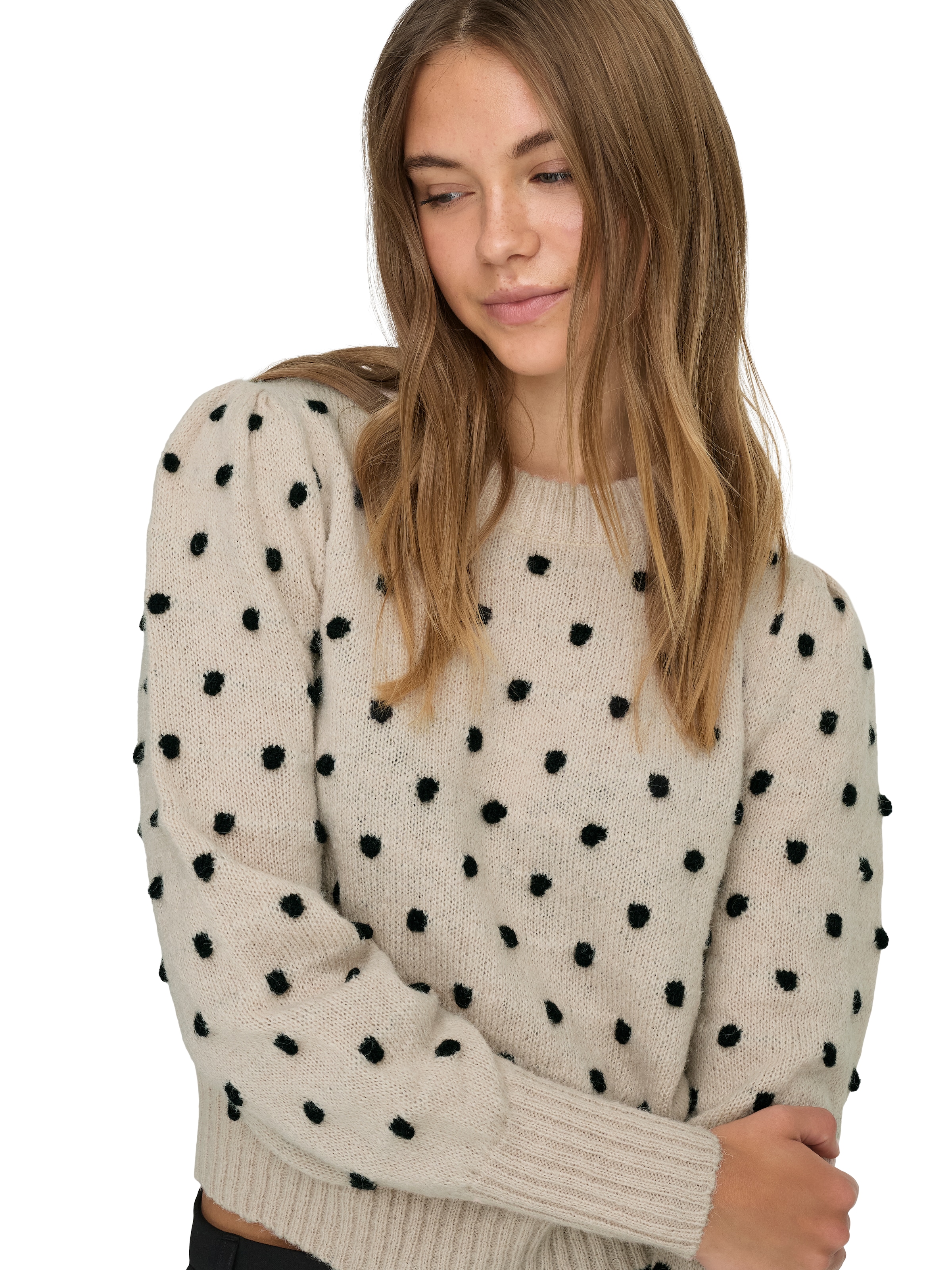 JDY Rundhalspullover »JDYSIGRID LIFE L/S ON PUFF PULL KNT NOOS« in gepunkteter Optik