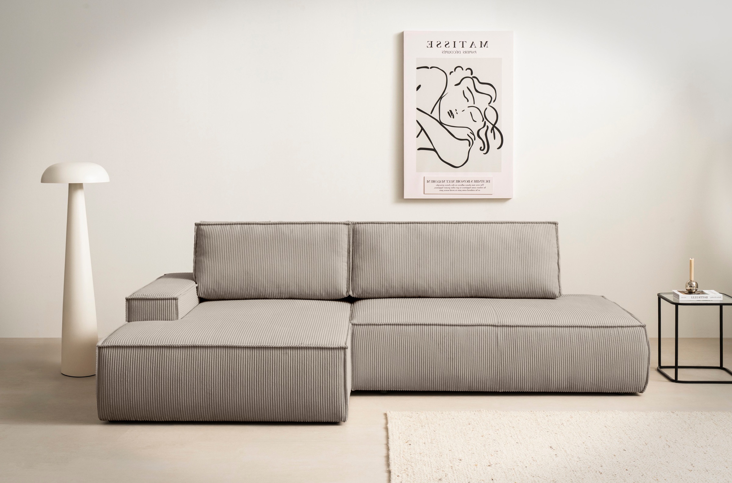 Home affaire Ecksofa »SHERWOOD, Schlafsofa in L-Form offen (275cm), Cord, L günstig online kaufen