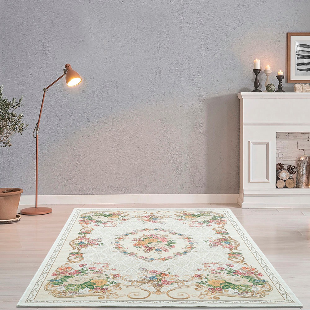 THEKO Teppich »Flomi Floral«, rechteckig, 3 mm Höhe, gewebt, Blumen Design, ideal im Wohnzimmer & Schlafzimmer