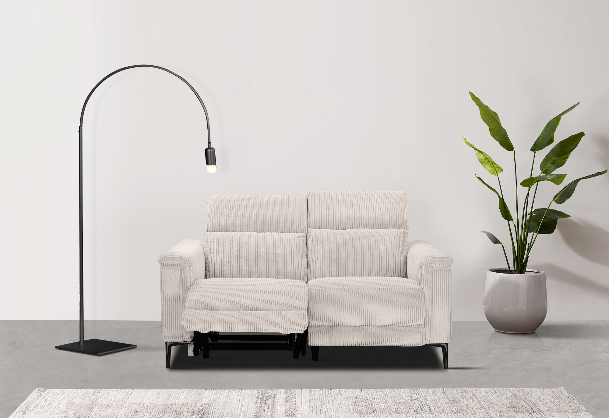 Places of Style 2-Sitzer »Lund in Cord, mit manueller o. elektrischer«, Relaxfunktion, USB-A, Kopfteilverstellung, Breite 160 cm