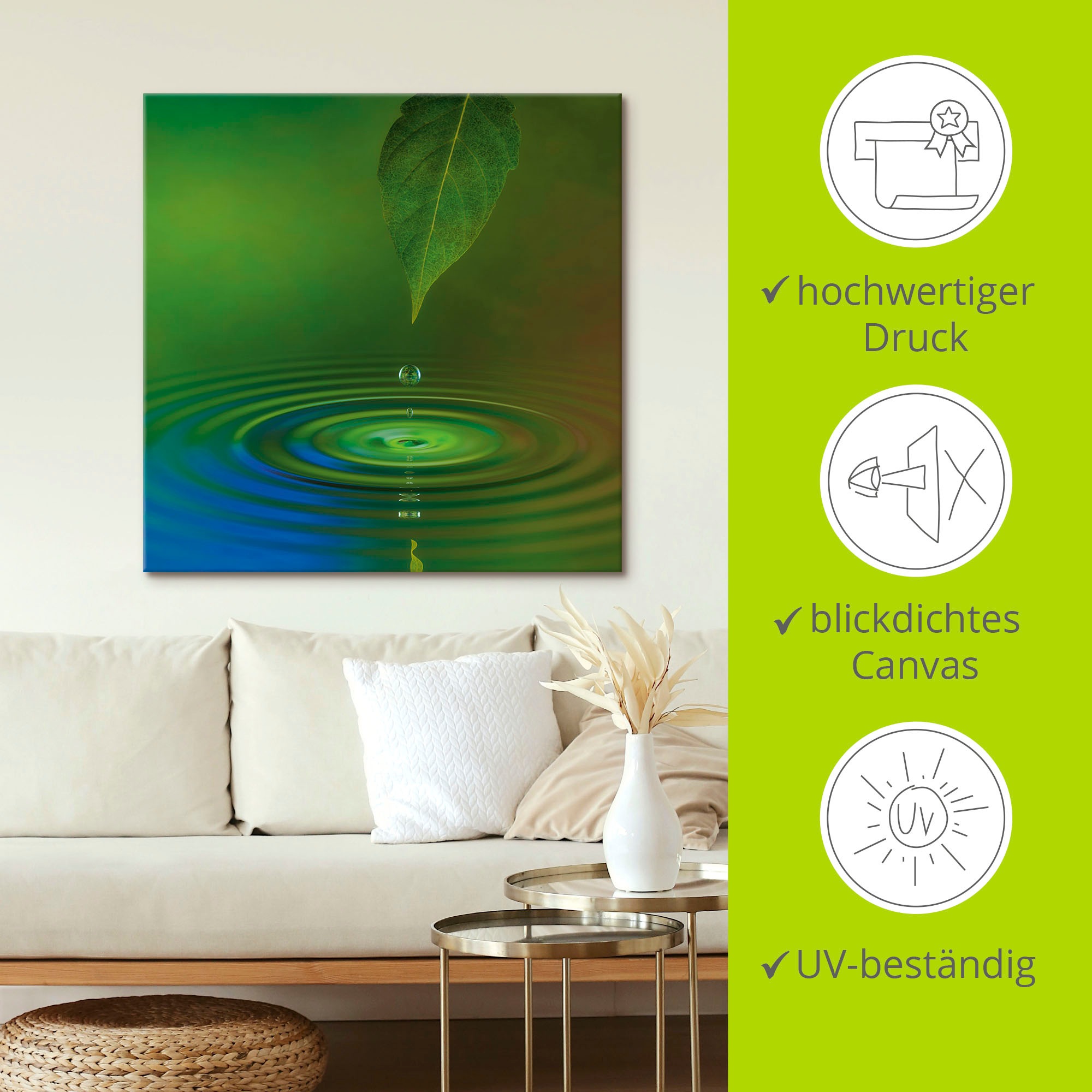 Artland Wandbild »Wassertropfen«, Zen, (1 St.), als Alubild, Outdoorbild, Leinwandbild in verschied. Größen