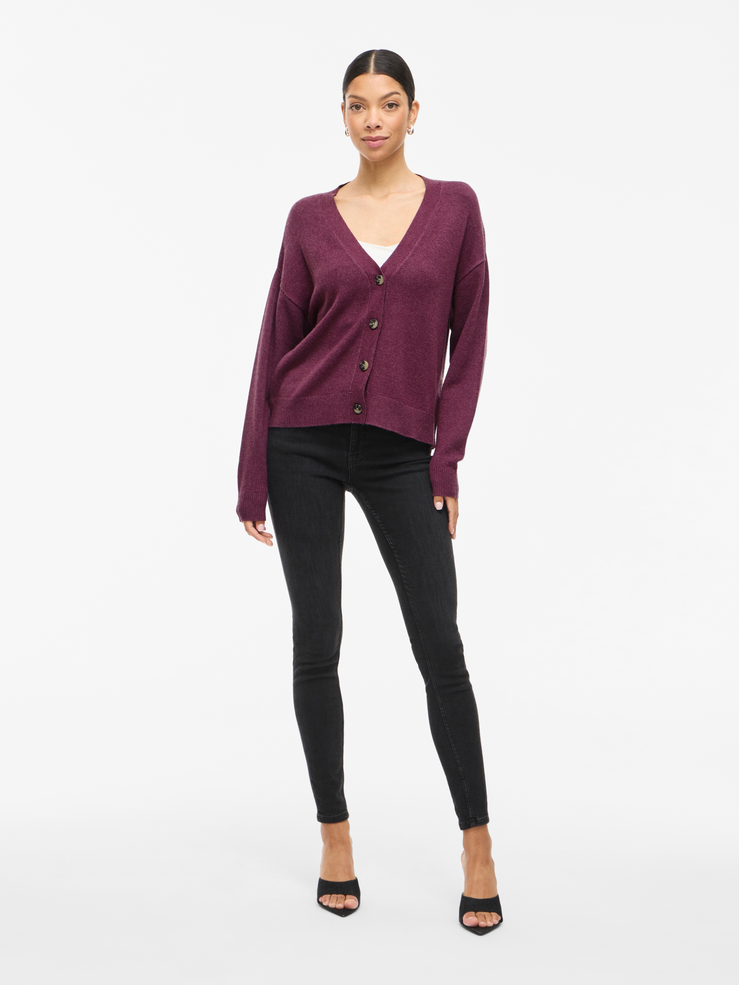 Vila Strickjacke »VIRIL V-NECK KNIT CARDIGAN - NOOS« Materialmix, regular fit