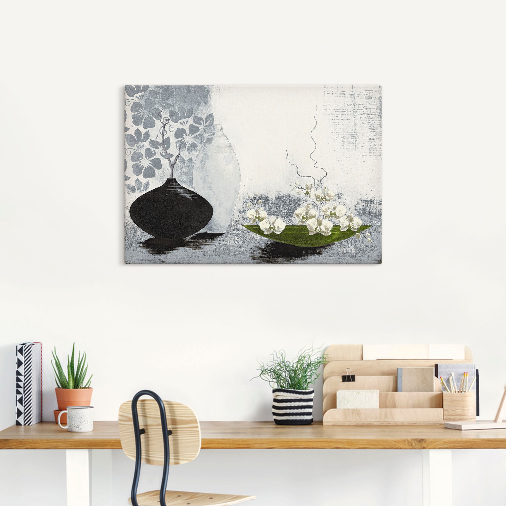Artland Wandbild »Modernes bauchiges Gefäß mit Orchideen« Vasen & Töpfe 1 S günstig online kaufen