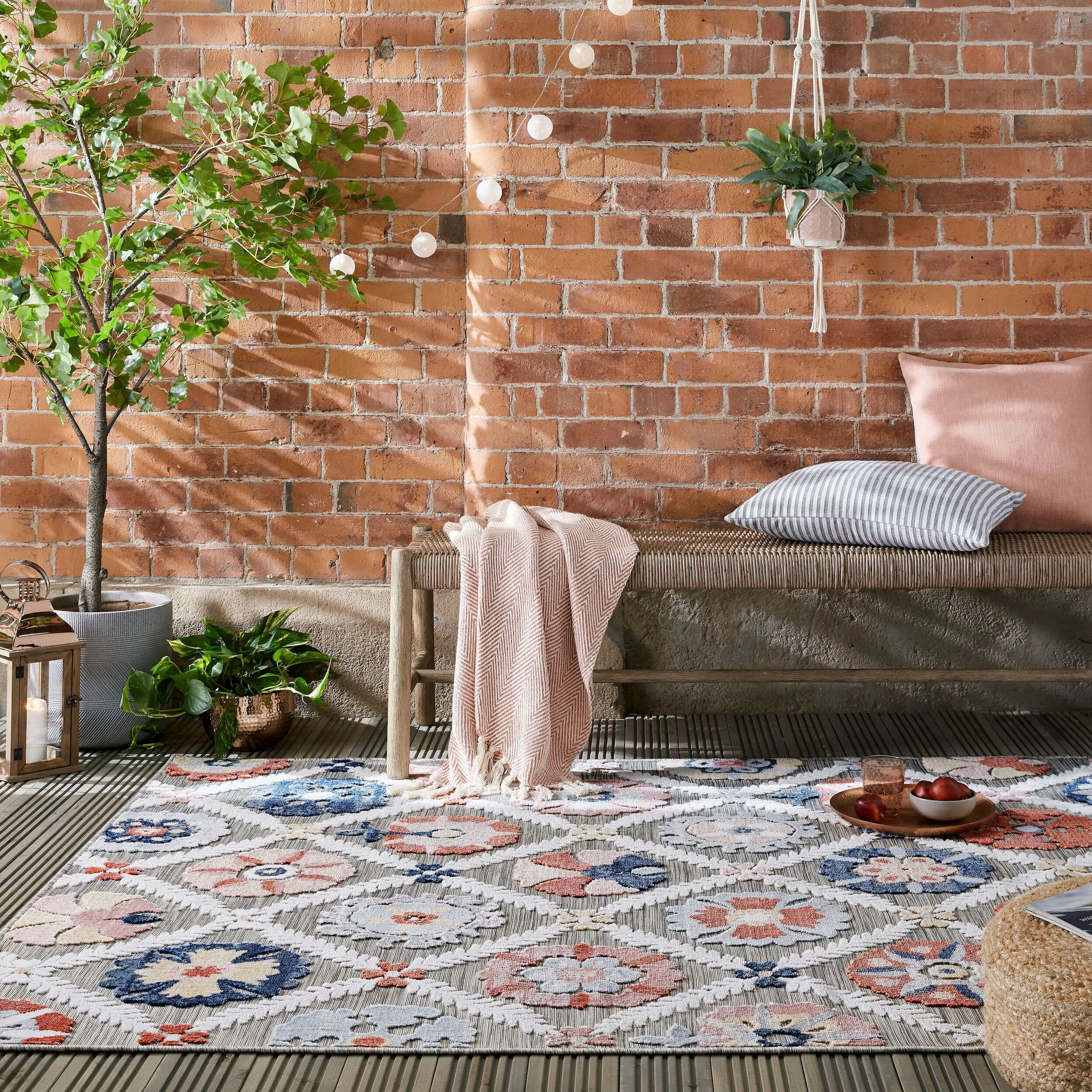 FLAIR RUGS Teppich »Flora«, rechteckig, 2 mm Höhe, Outdoor geeignet, Hoch-Tief Effekt