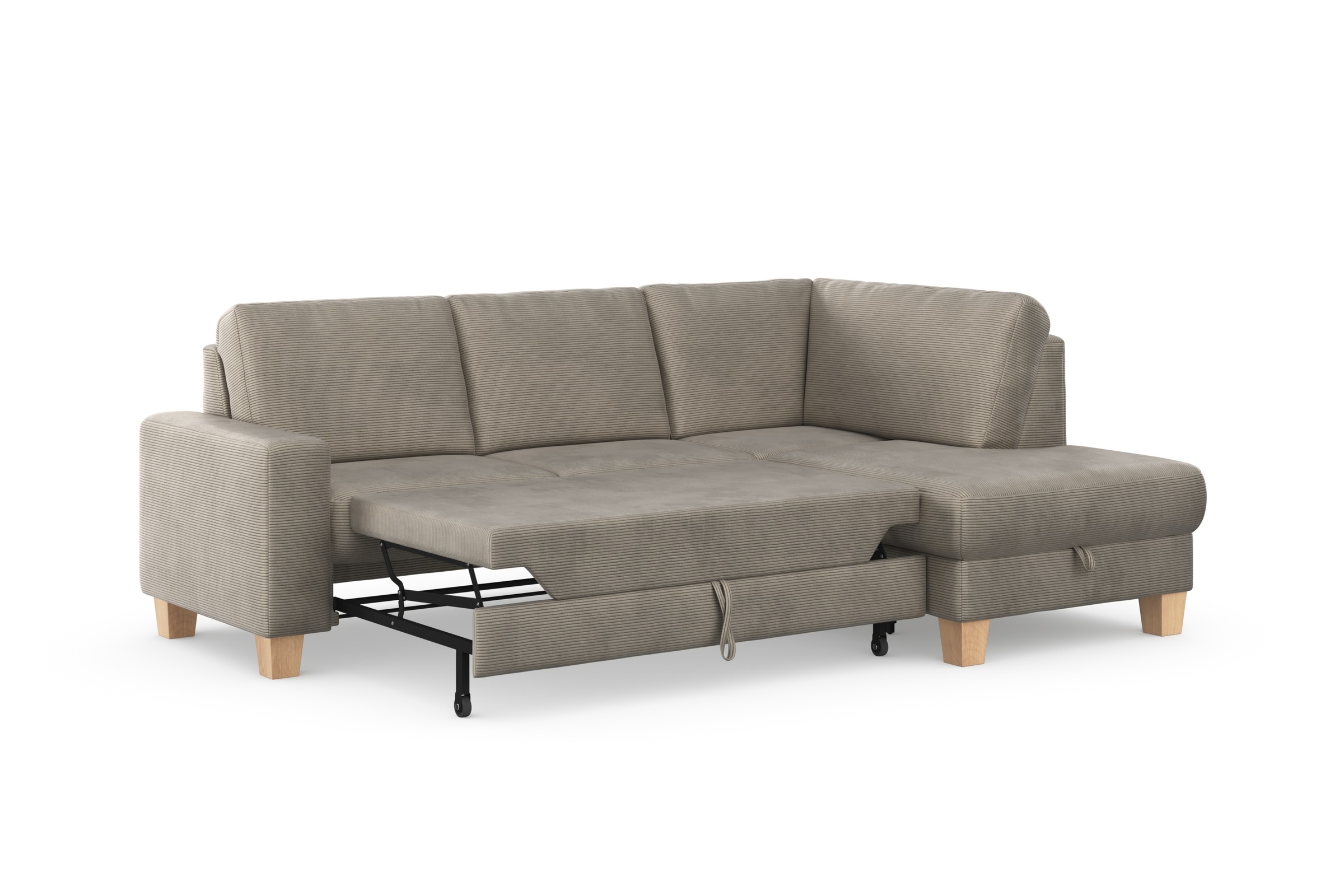Home affaire Ecksofa »Summer L-Form«, mit Ottomane, wahlweise mit Bettfunktion und Bettkasten, Cord-Bezug