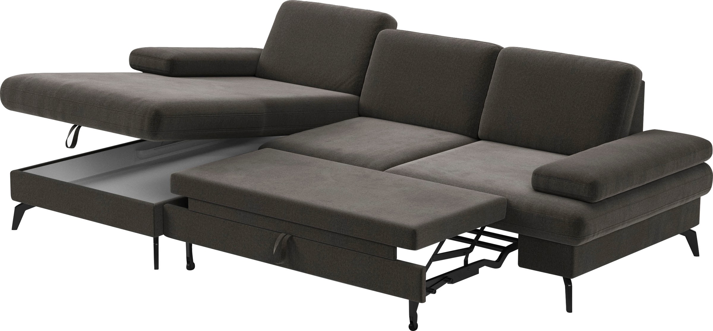 sit&more Ecksofa »Morris L-Form, inkl. Sitztiefenverstellung«, wahlweise mit Armteilverstellung, Bettfunktion & Bettkasten
