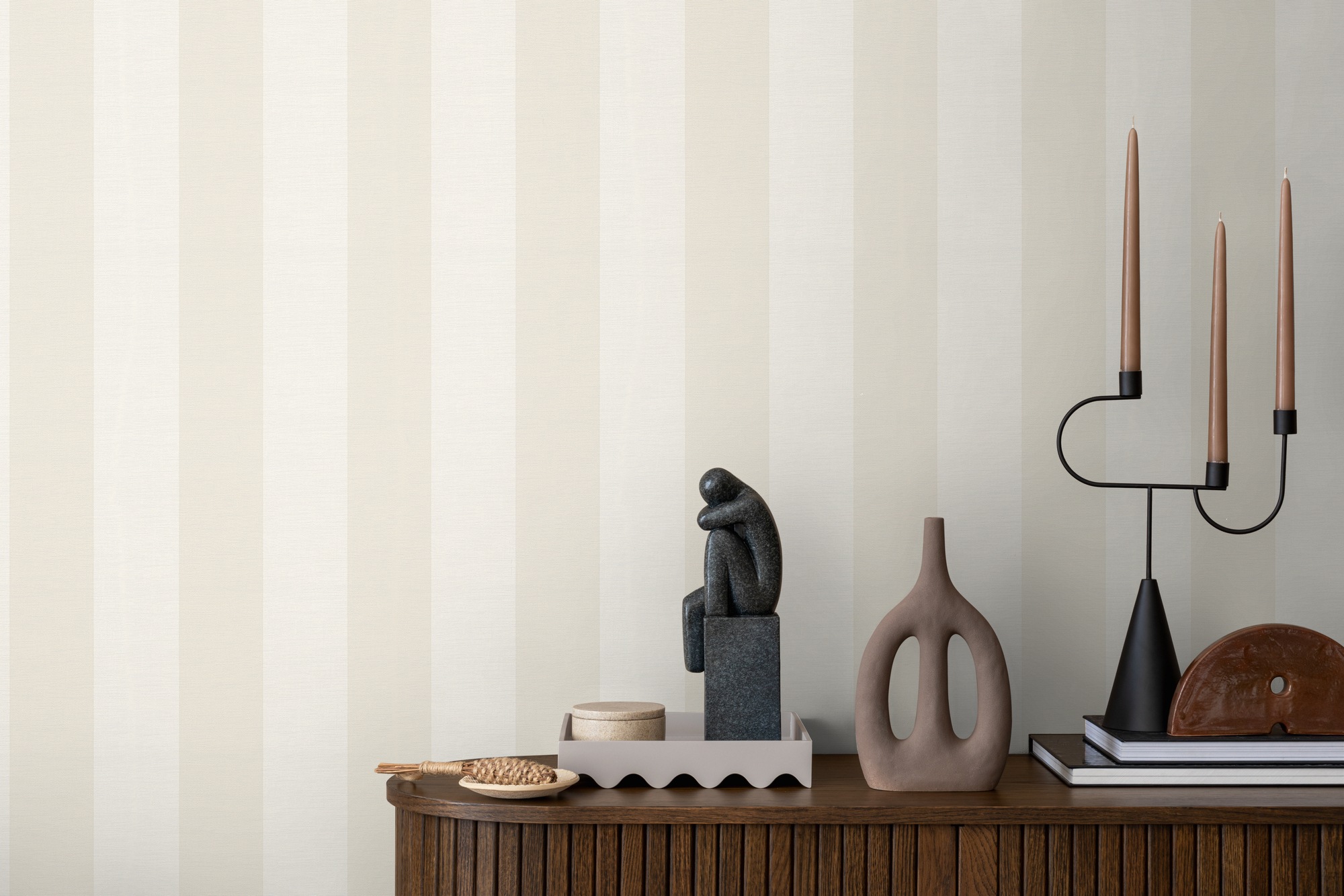 s.Oliver Vliestapete »Streifen Tapete, Farbe Beige Creme« längsgestreift strukturiert skandinavische Wandtapete Vintage für Wohnzimmer, Küche, Landhaus