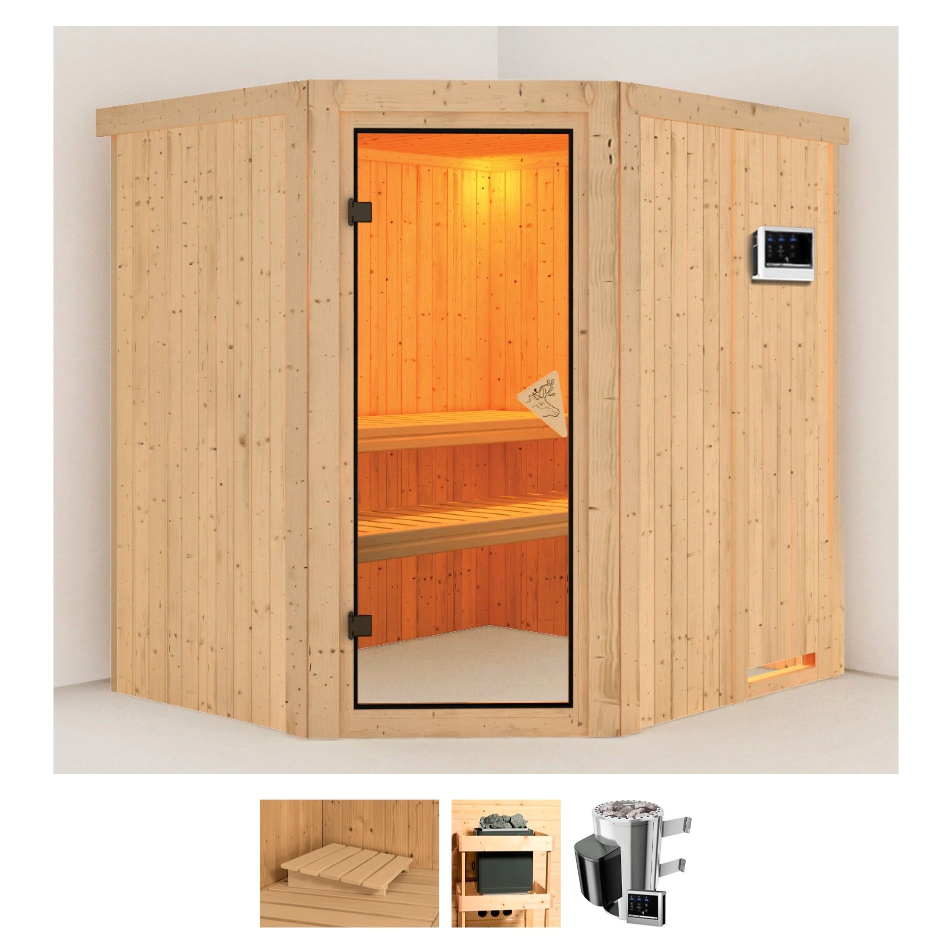Karibu Sauna »Laila« Set, Ofen 3,6 kW externe Strg.easy günstig online kaufen