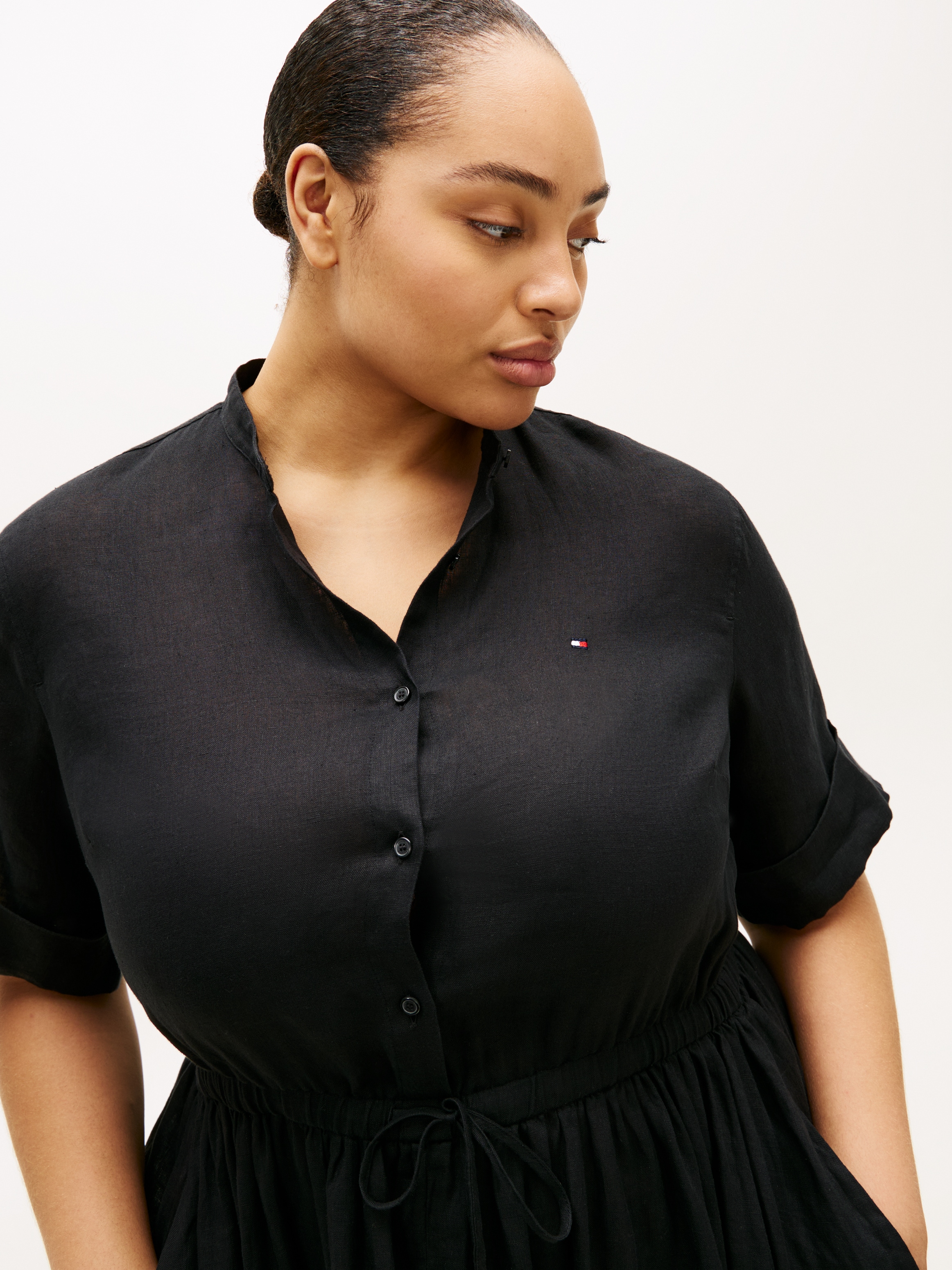 Tommy Hilfiger Curve A-Linien-Kleid »CRV LINEN MIDI SHIRT DRESS SS« in großen Größen