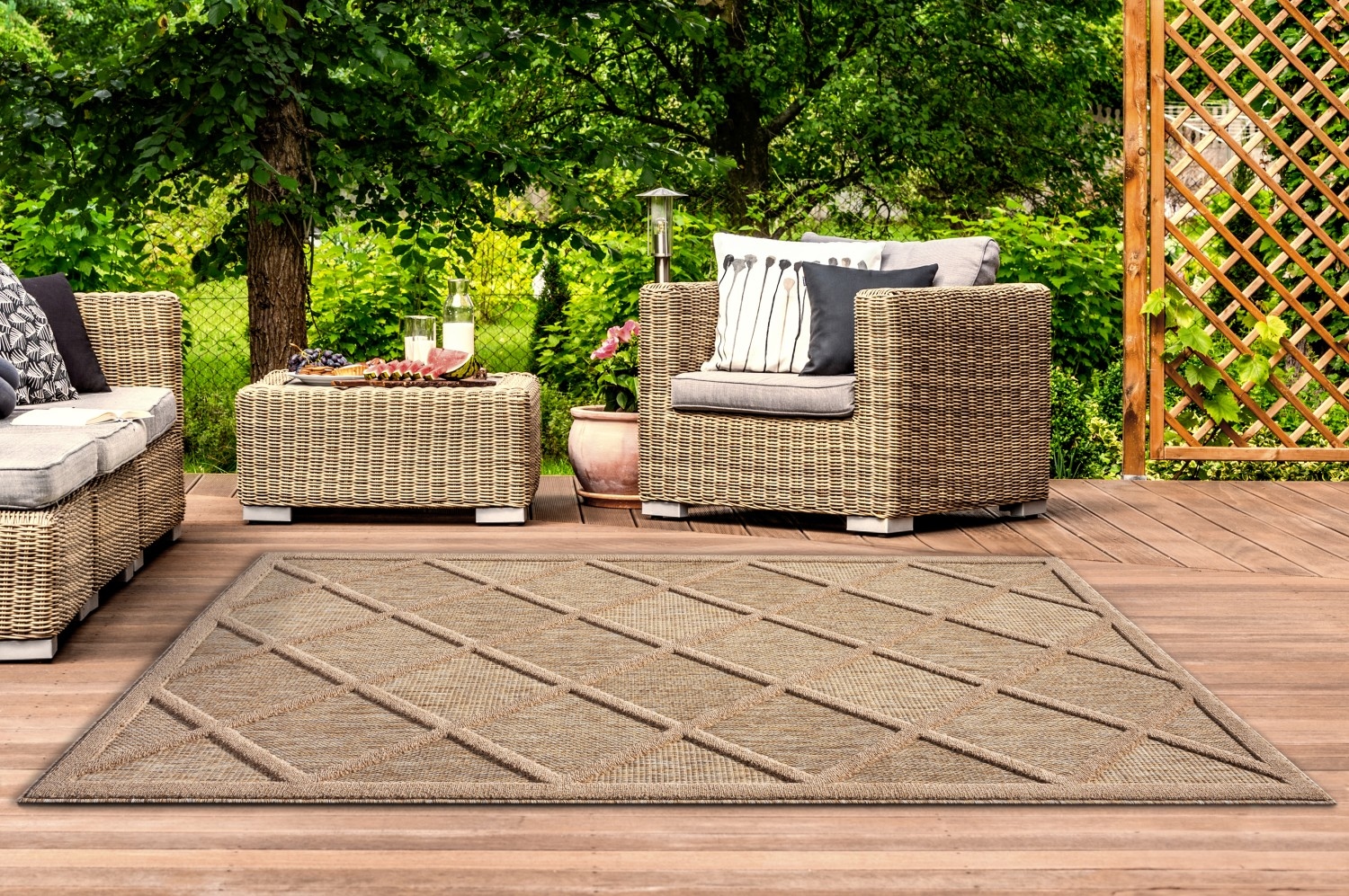 Myflair Möbel & Accessoires Teppich »Amara Lagerräumung«, rechteckig, 8 mm Höhe, Uni Farben, Hoch-Tief Effekt, Outdoor geeignet, Balkon, Terrasse