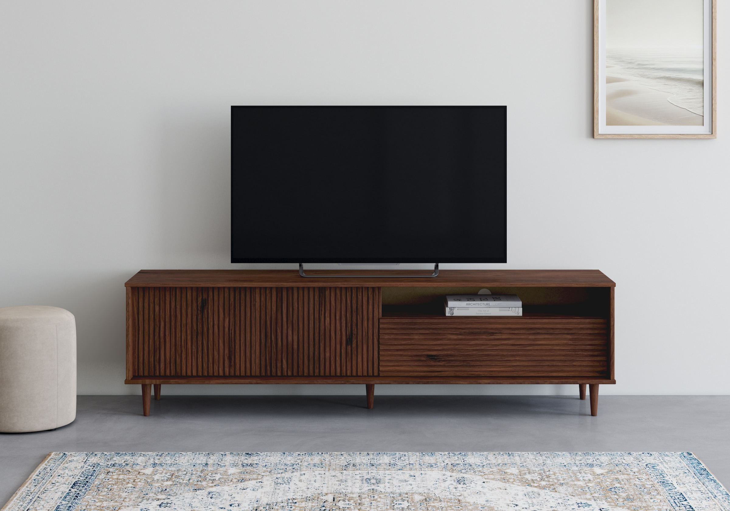 INOSIGN Lowboard »Malmedy Front mit gefrästen Rillen«, TV-Kommode aus massi günstig online kaufen