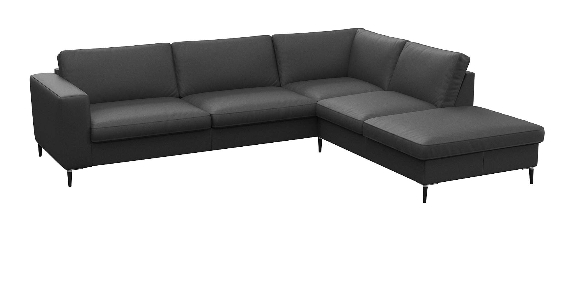 FLEXLUX Ecksofa »Fiore, super Sitzkomfort durch Kaltschaum im Sitz, L-Form«, breite Armlehnen, Füße Alu+schwarz