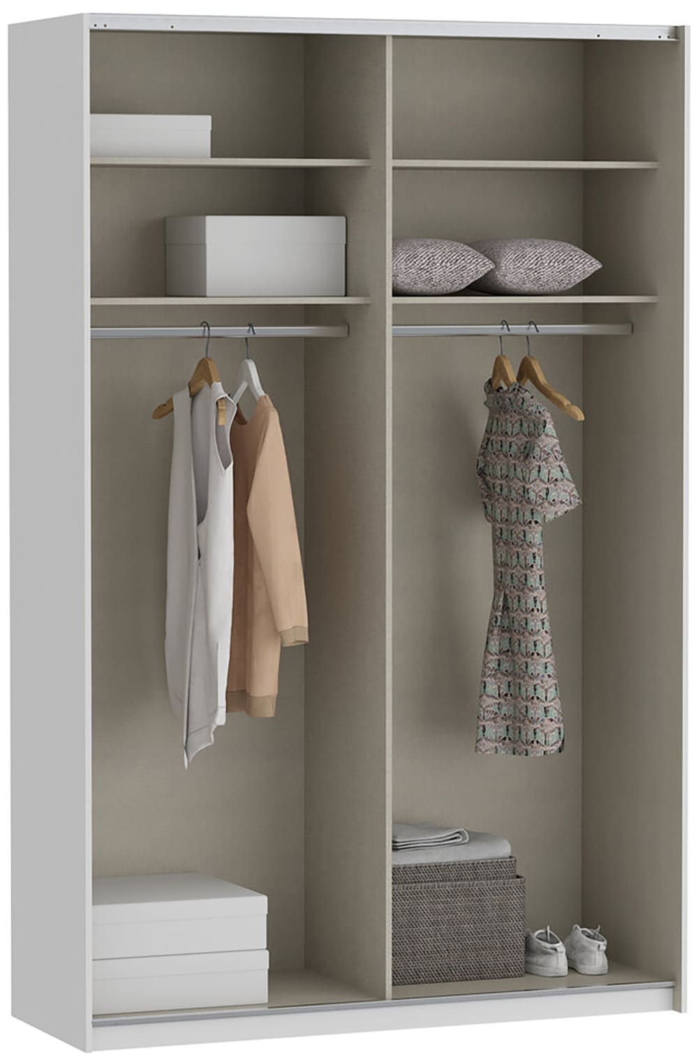 FORTE Schwebetürenschrank, Höhe 2,35 mtr, stehende Montage, Spiegel