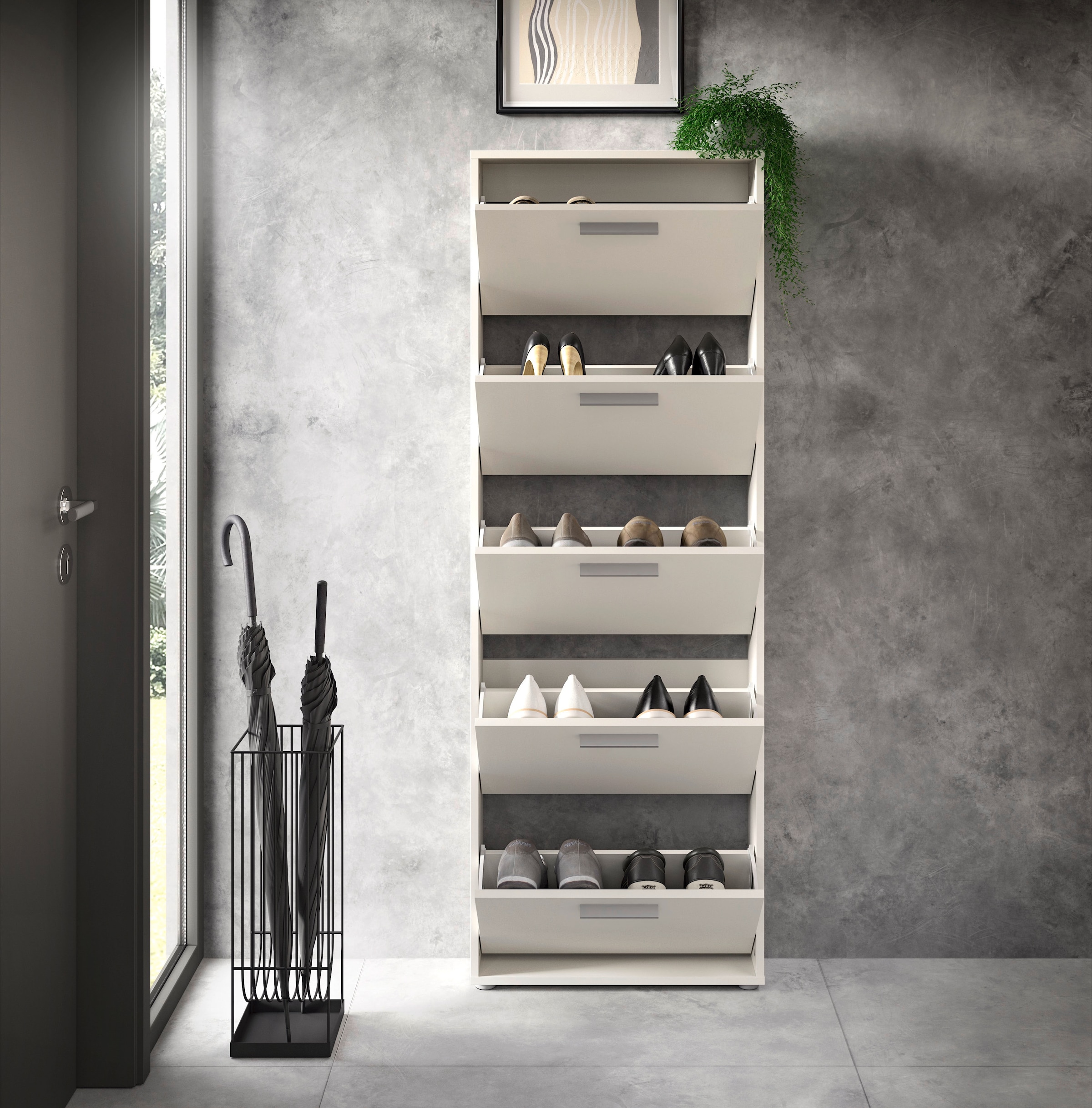 HBZ Schuhkommode »Sam Schuhkipper, Schuhschrank BxHxT 59x169x17 cm«, (1 St.), mit 5 Klappen