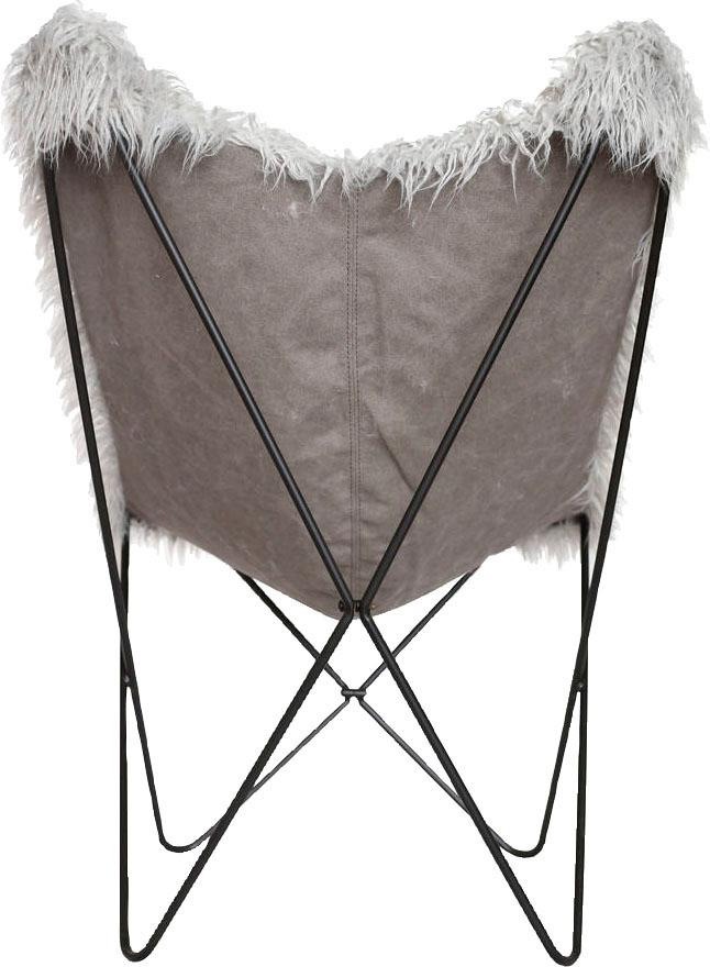 Kayoom Stuhl »Schmetterling-Stuhl Lynn 110, weicher Bezug aus Kunstfell«, 1 St., teilweise handgefertigt, für ungezwungenes Sitzen