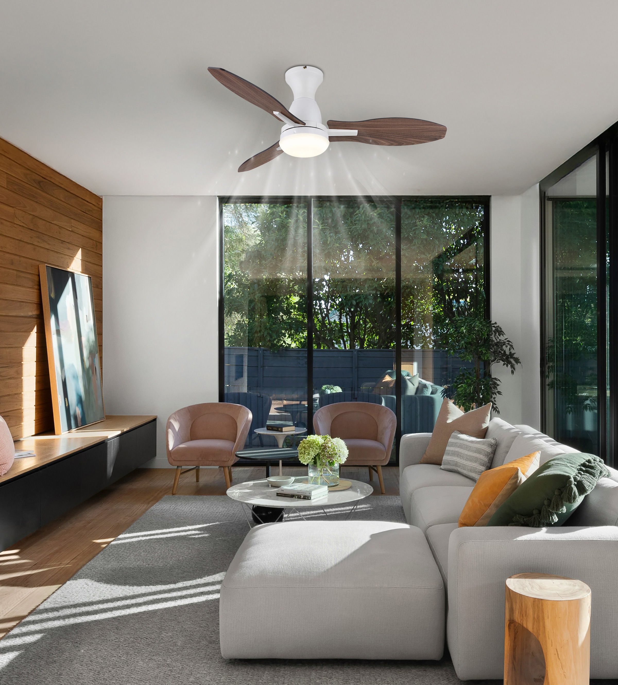 GLOBO LIGHTING Deckenleuchte »GALE« LED-Modul 1 Stk. warmweiß - kaltweiß Ventilator kühlen-heizen holzoptik CCT 3000/4500/6000K